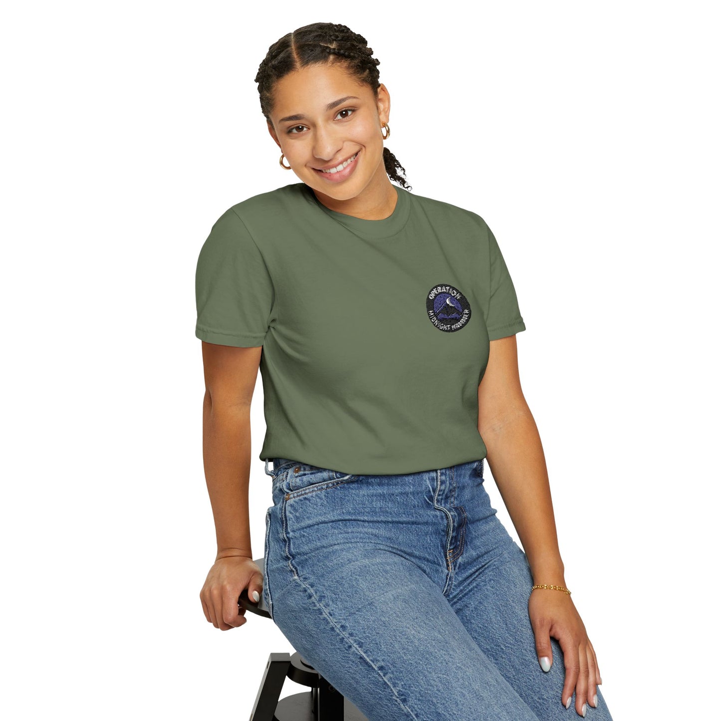 Embroidered Operation Midnight Hammer T-Shirt Garment-Dyed Unisex T-Shirt | Casual Comfort Tee for Everyday Wear, Great for Gifts, Summer Outings, and Relaxed Styling
