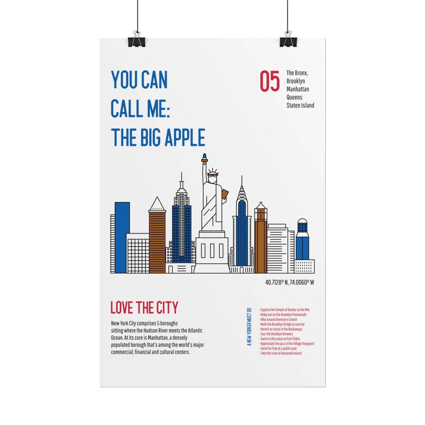 Poster Wall Decor - New York Themed - Little Flower Farm