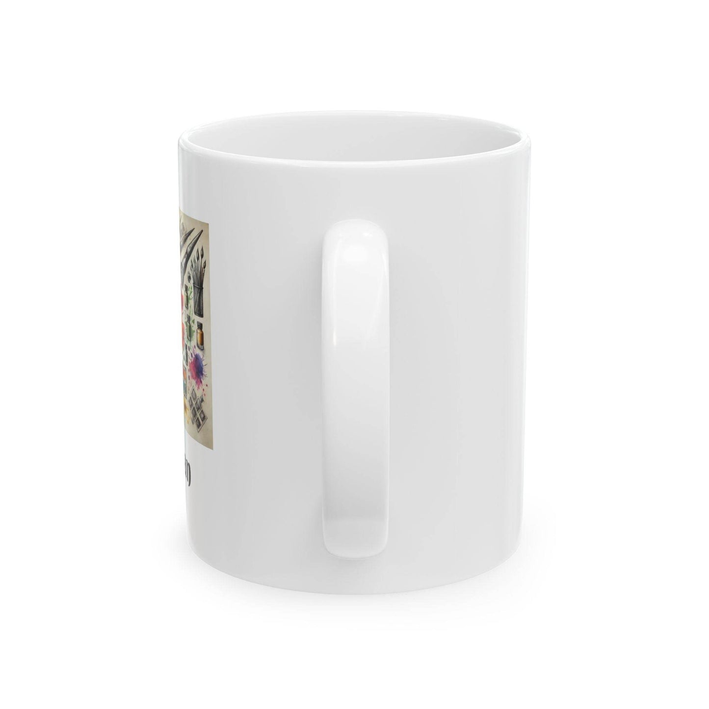 Artist Painter Custom Coffee Cup, Personalized Ceramic Mug, (11oz) - Gift for Watercolor, Oil Painters, Artists, Designers - Little Flower Farm