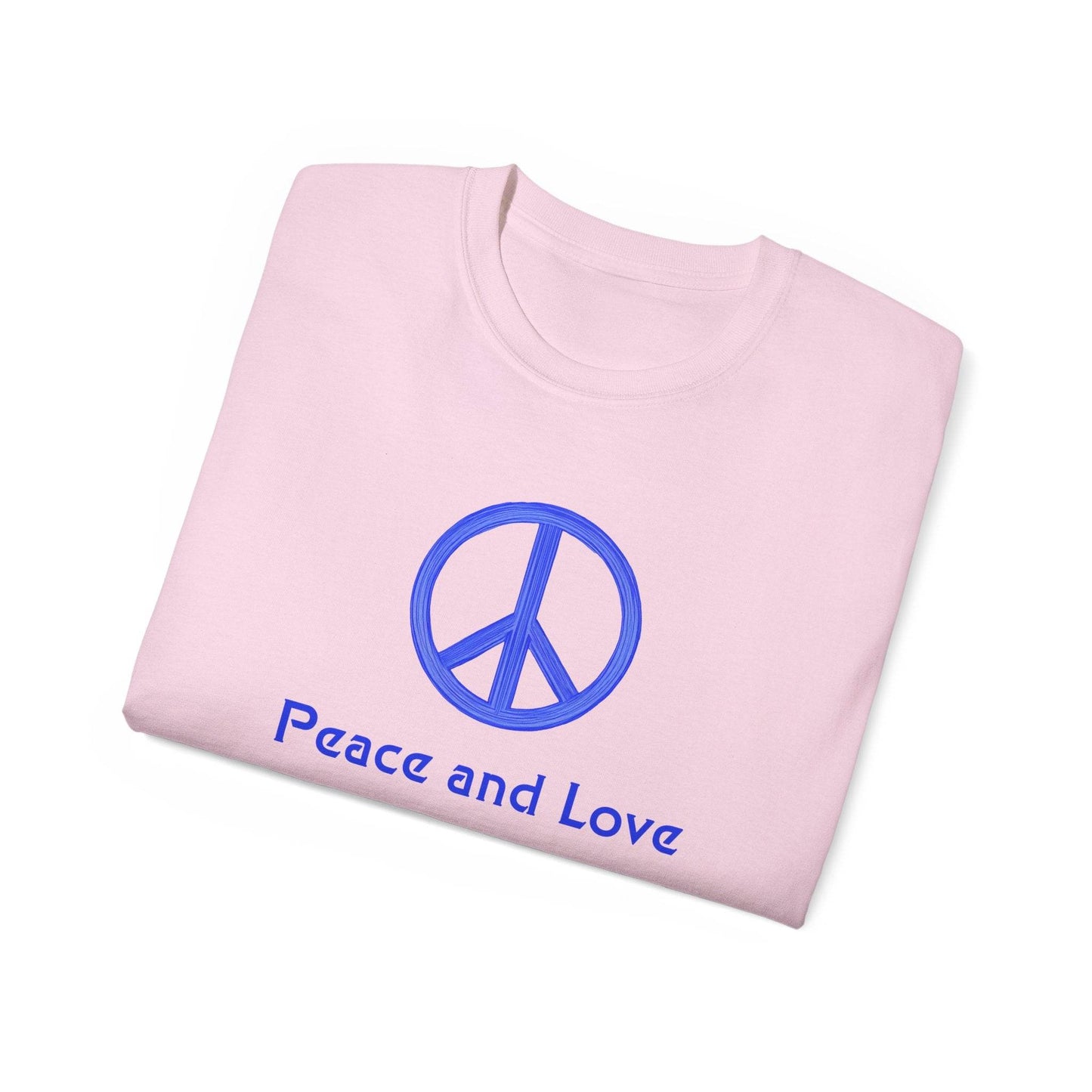 Peace and Love Ladies' 100% Cotton T-Shirt, Global Peace Tee, No Fighting Shirt, Peace Symbol Top, V-Neck Peace Typography Tee - Little Flower Farm