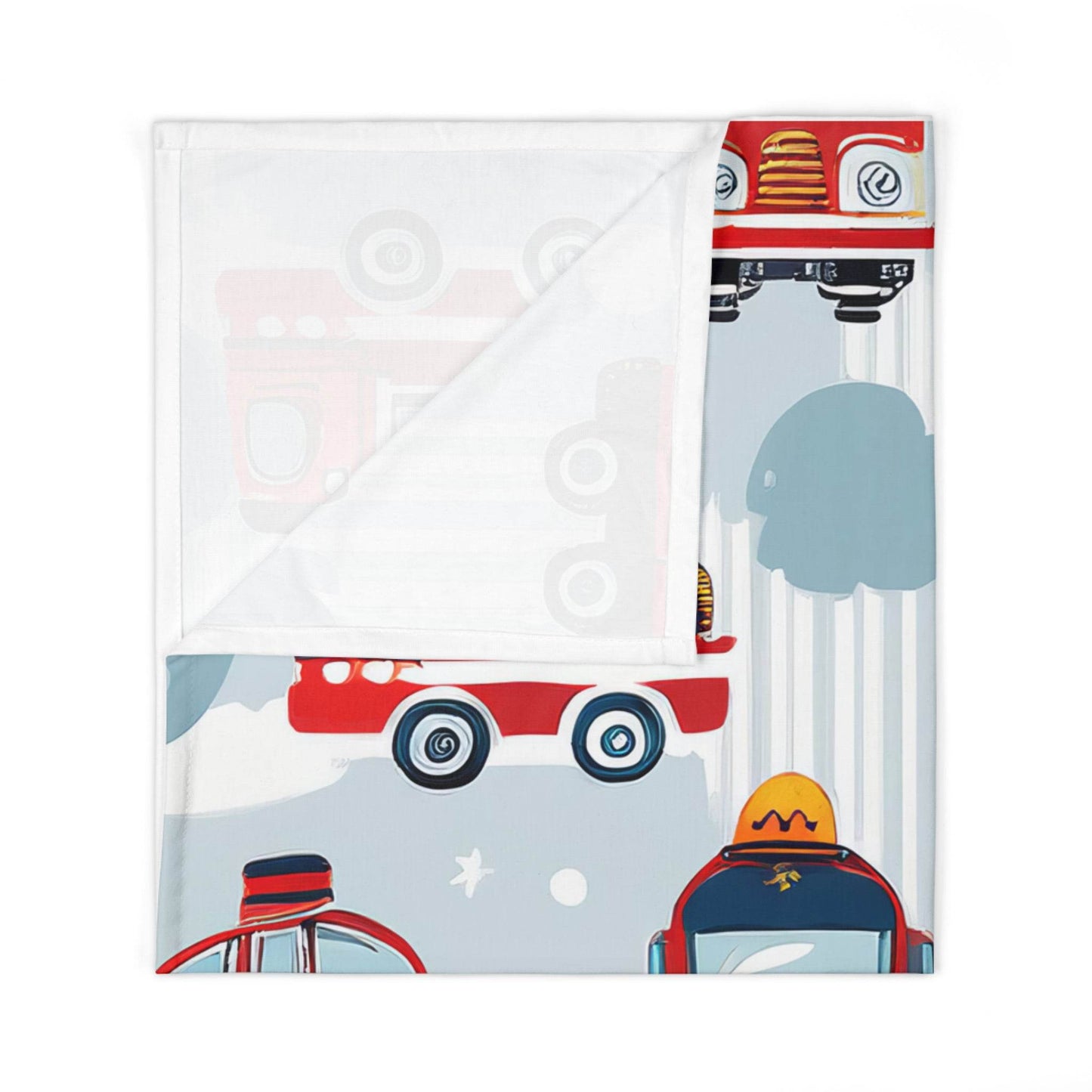 Swaddle Blanket, Boy Nursery Decor, Firetruck Baby Blanket, Newborn Gift, Infant Swaddling Wrap, Red Toy Truck Design - Little Flower Farm