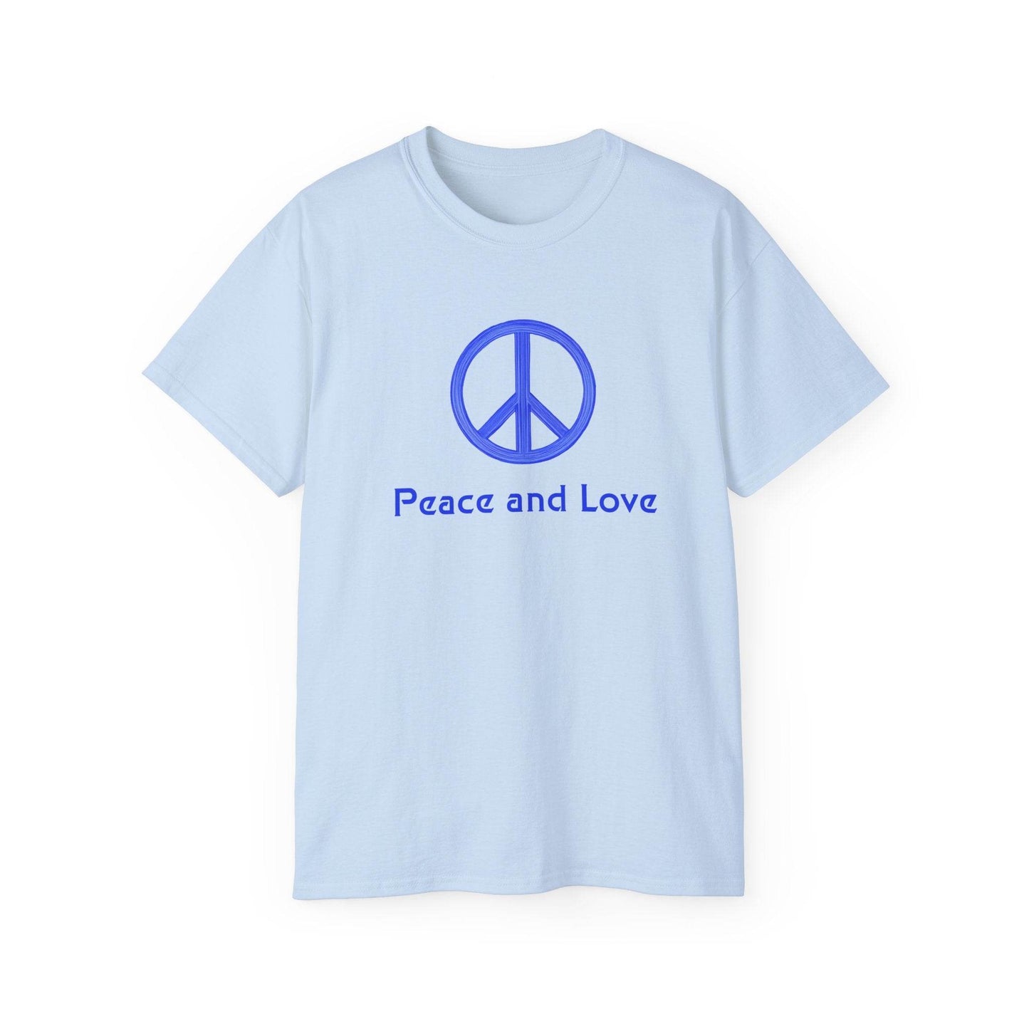 Peace and Love Ladies' 100% Cotton T-Shirt, Global Peace Tee, No Fighting Shirt, Peace Symbol Top, V-Neck Peace Typography Tee - Little Flower Farm