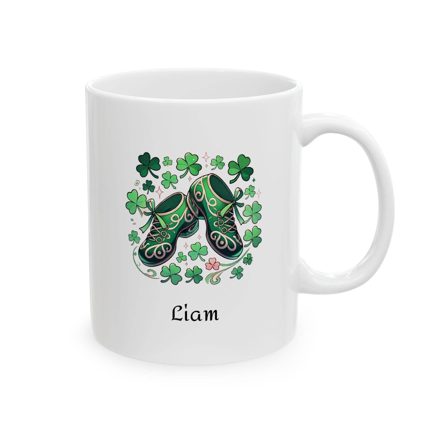 Irish Dancer Themed Custom Coffee Cup, Personalized Ceramic Mug, (11oz) - Gift for Feis, Oireachtas, Dance Teacher Gift, Christmas Gift - Little Flower Farm