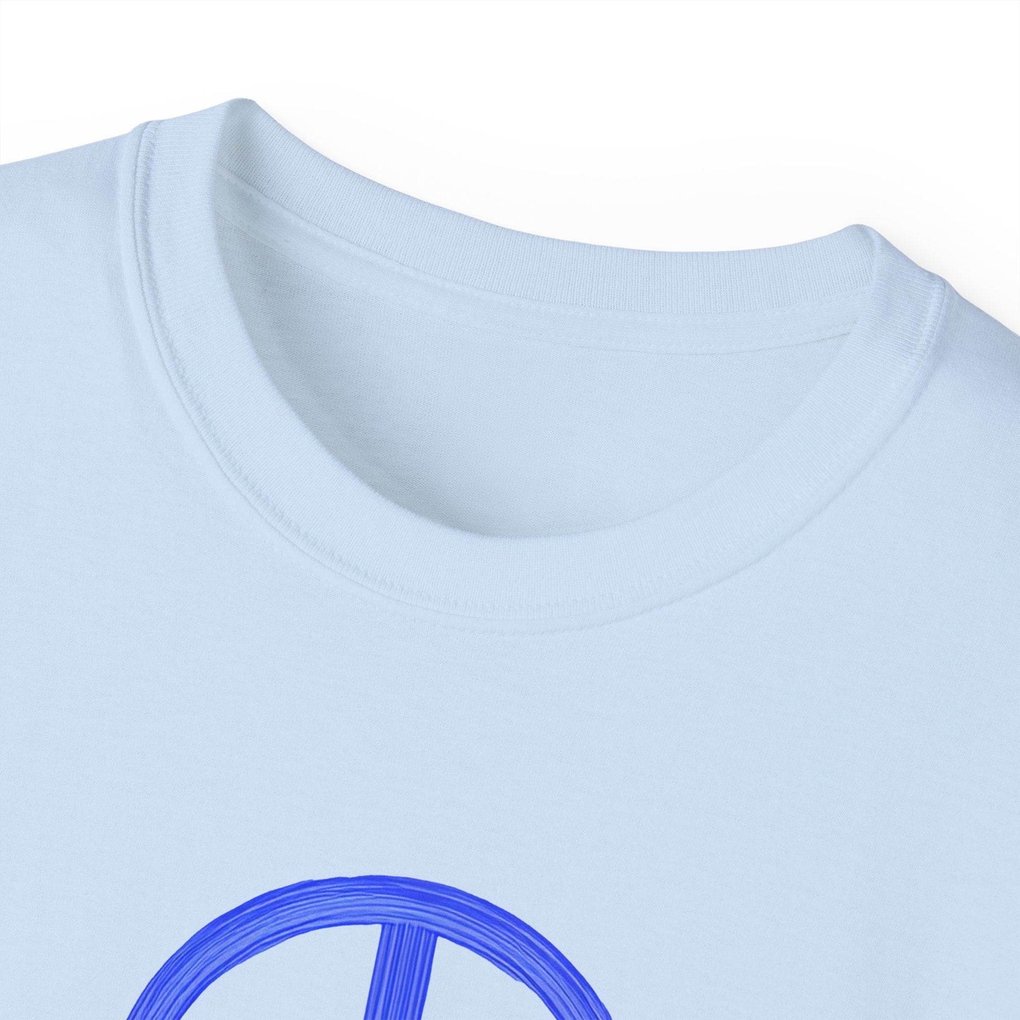 Peace and Love Ladies' 100% Cotton T-Shirt, Global Peace Tee, No Fighting Shirt, Peace Symbol Top, V-Neck Peace Typography Tee - Little Flower Farm