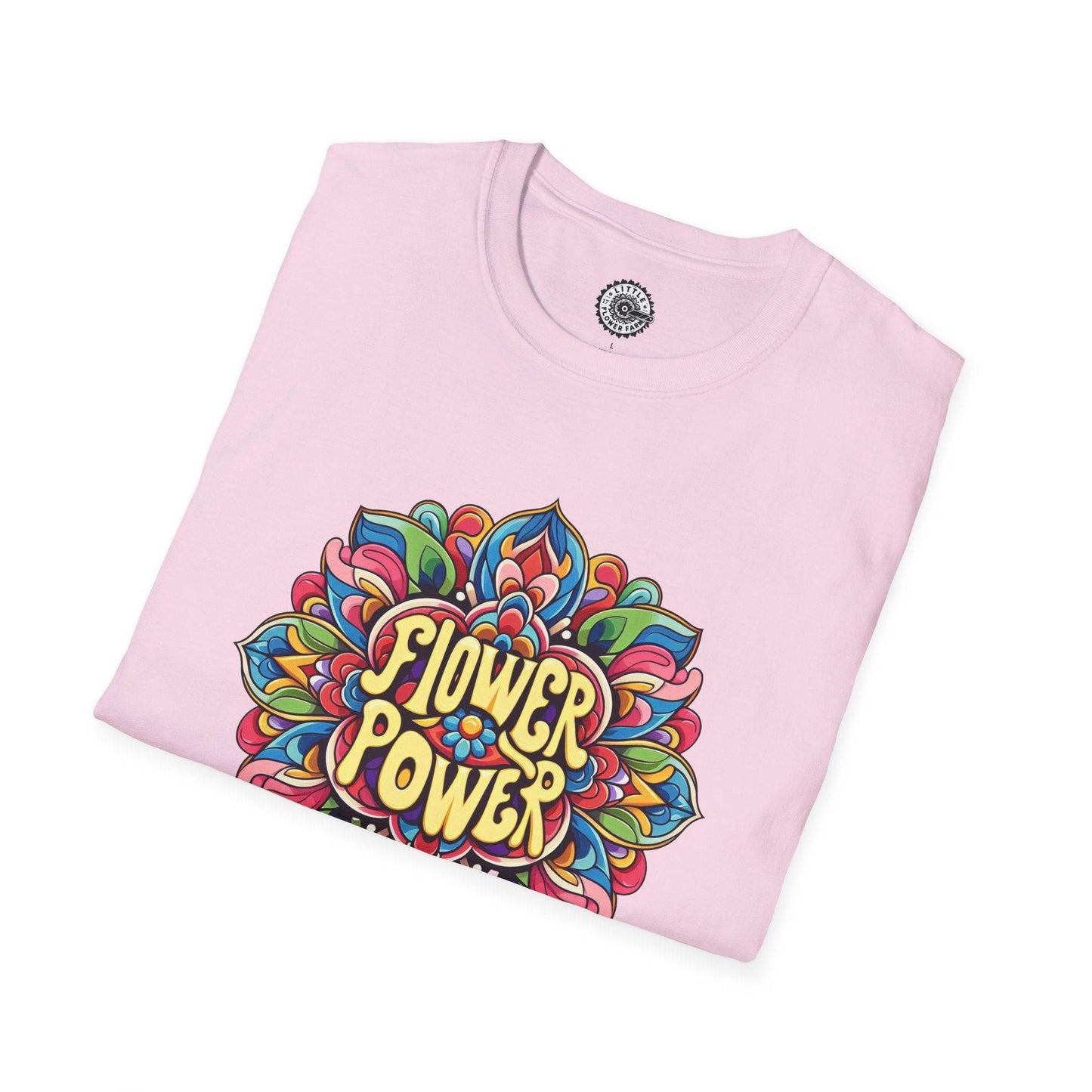 Flower Power Unisex T-Shirt, Floral Print Tee, Hippie Style Shirt, Soft Cotton Top, Boho Chic Fashion - Little Flower Farm