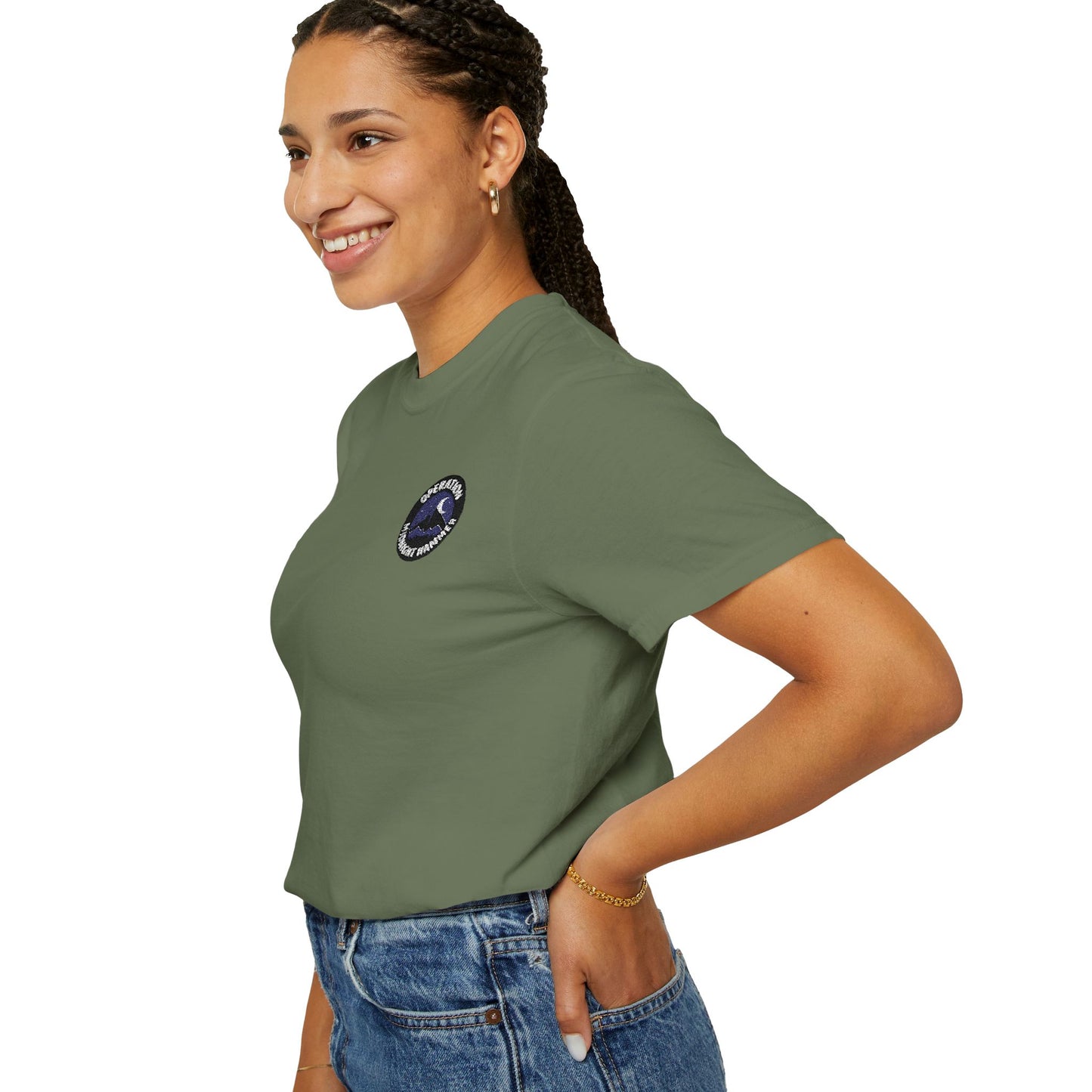 Embroidered Operation Midnight Hammer T-Shirt Garment-Dyed Unisex T-Shirt | Casual Comfort Tee for Everyday Wear, Great for Gifts, Summer Outings, and Relaxed Styling
