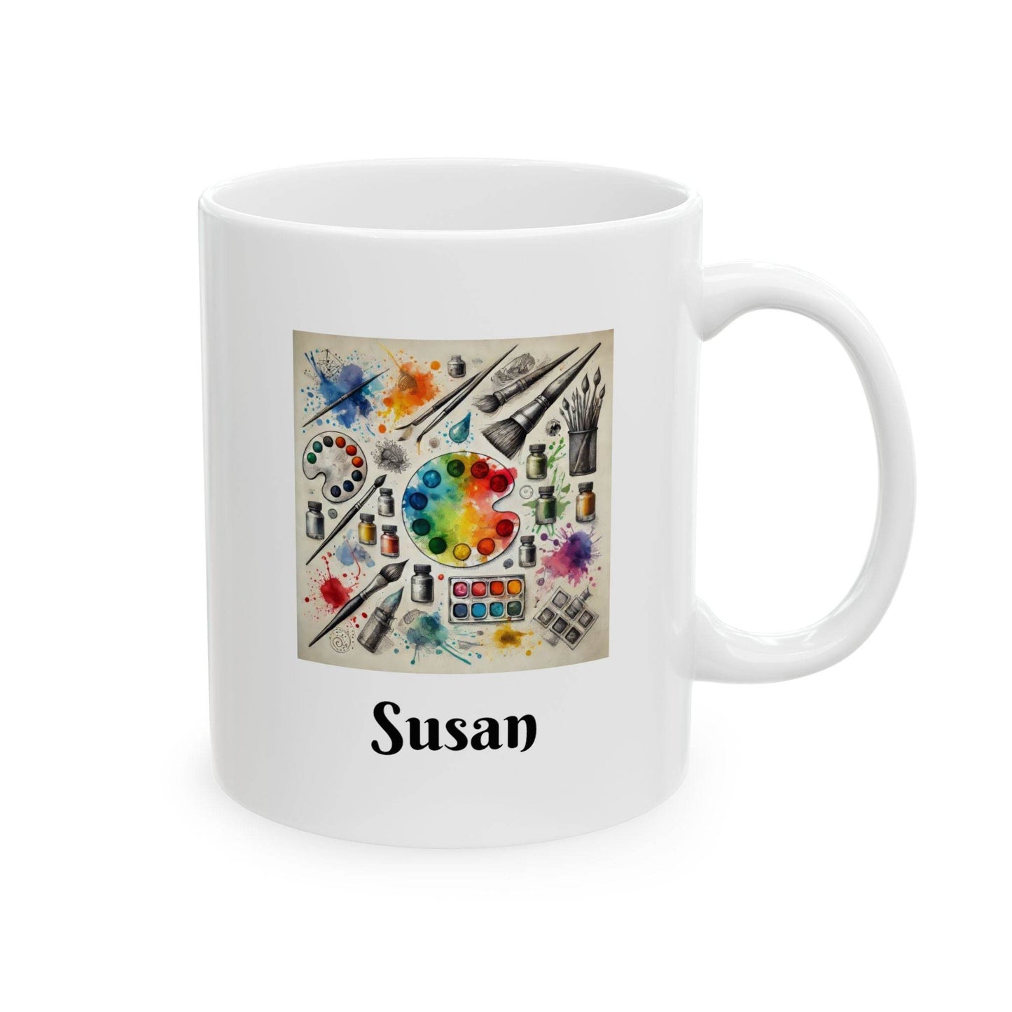 Artist Painter Custom Coffee Cup, Personalized Ceramic Mug, (11oz) - Gift for Watercolor, Oil Painters, Artists, Designers - Little Flower Farm