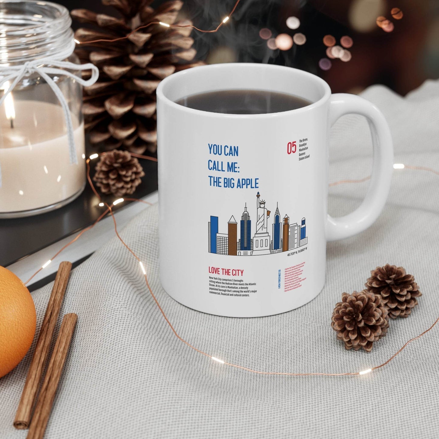 New York Themed Coffee Tea Mug 11oz - Little Flower Farm