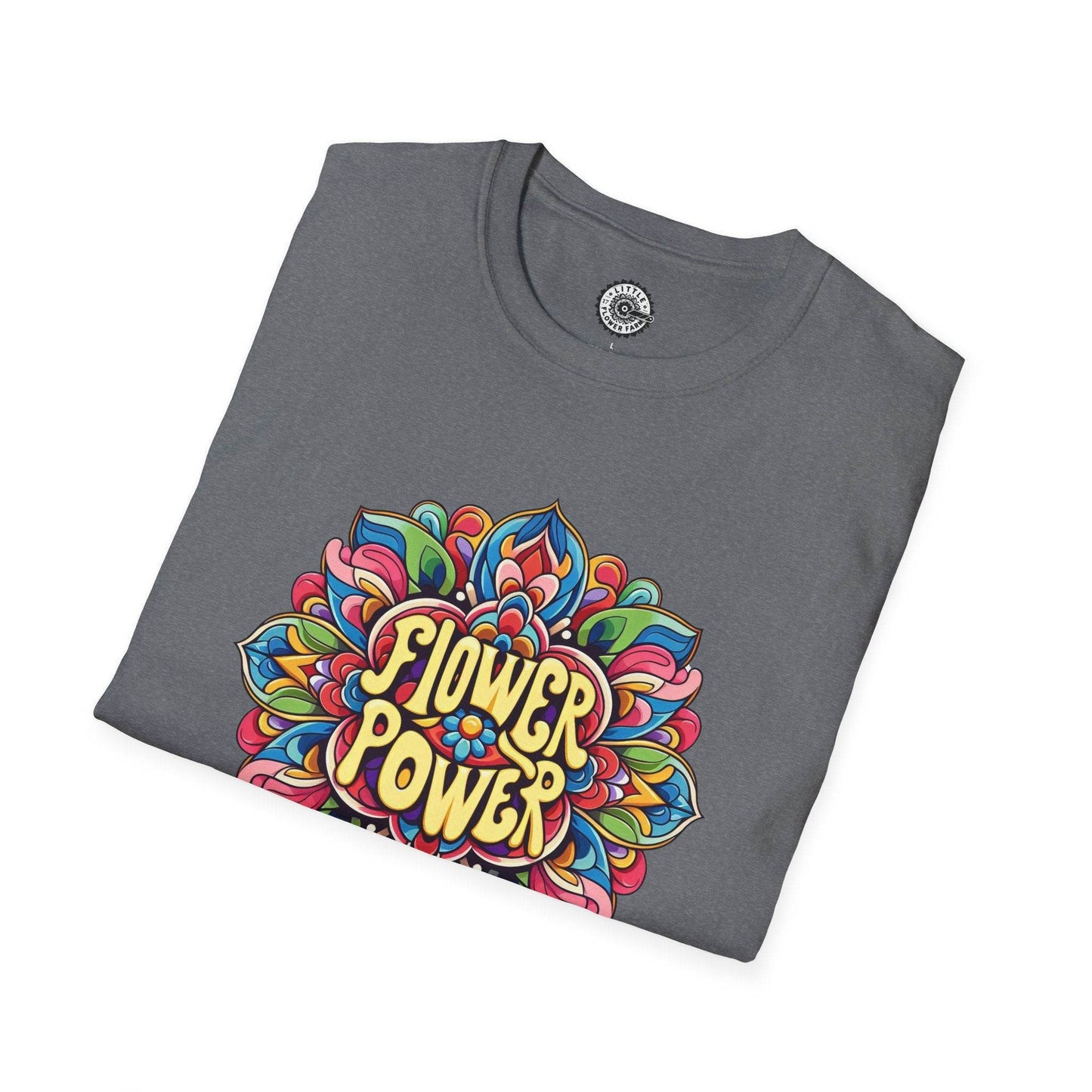 Flower Power Unisex T-Shirt, Floral Print Tee, Hippie Style Shirt, Soft Cotton Top, Boho Chic Fashion - Little Flower Farm