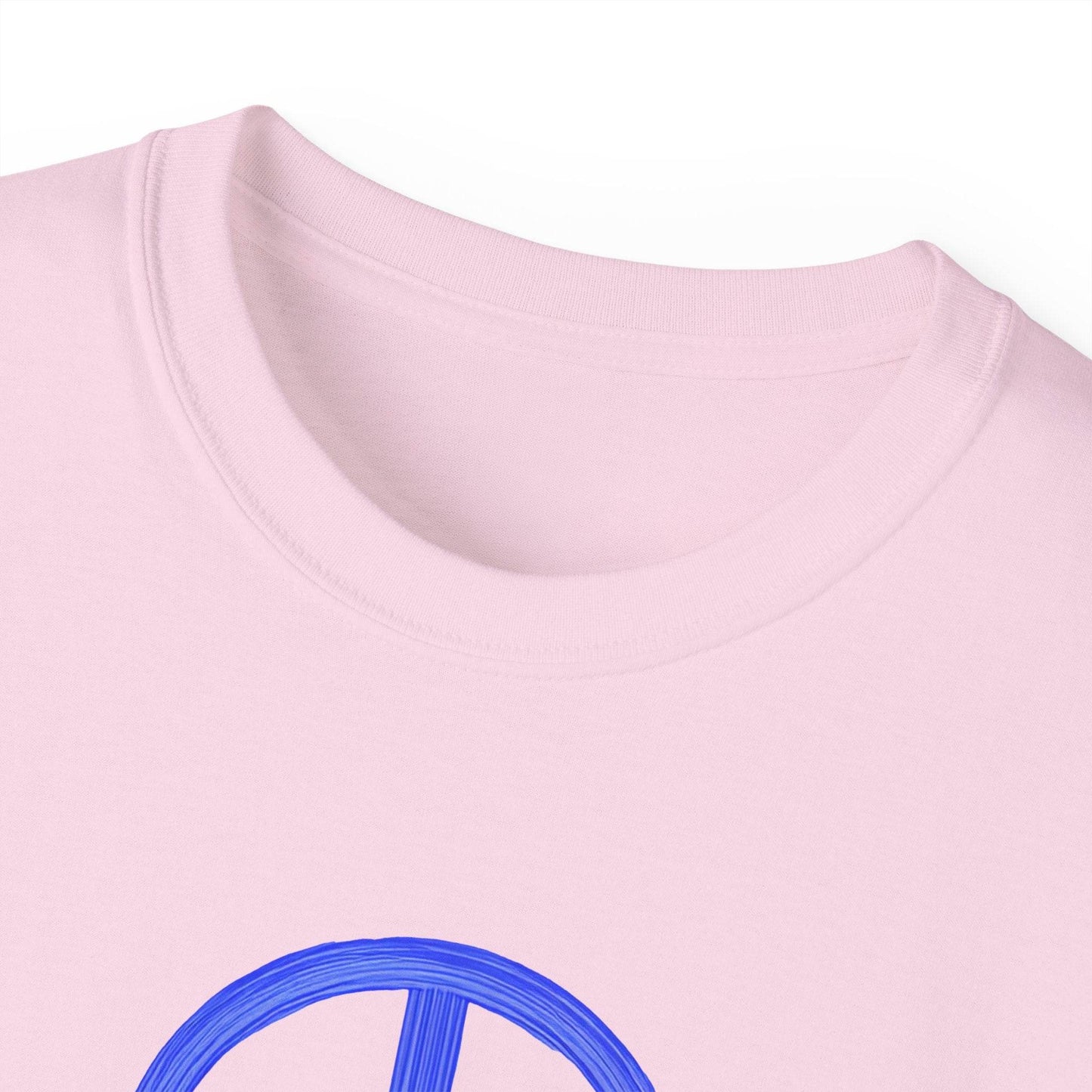 Peace and Love Ladies' 100% Cotton T-Shirt, Global Peace Tee, No Fighting Shirt, Peace Symbol Top, V-Neck Peace Typography Tee - Little Flower Farm
