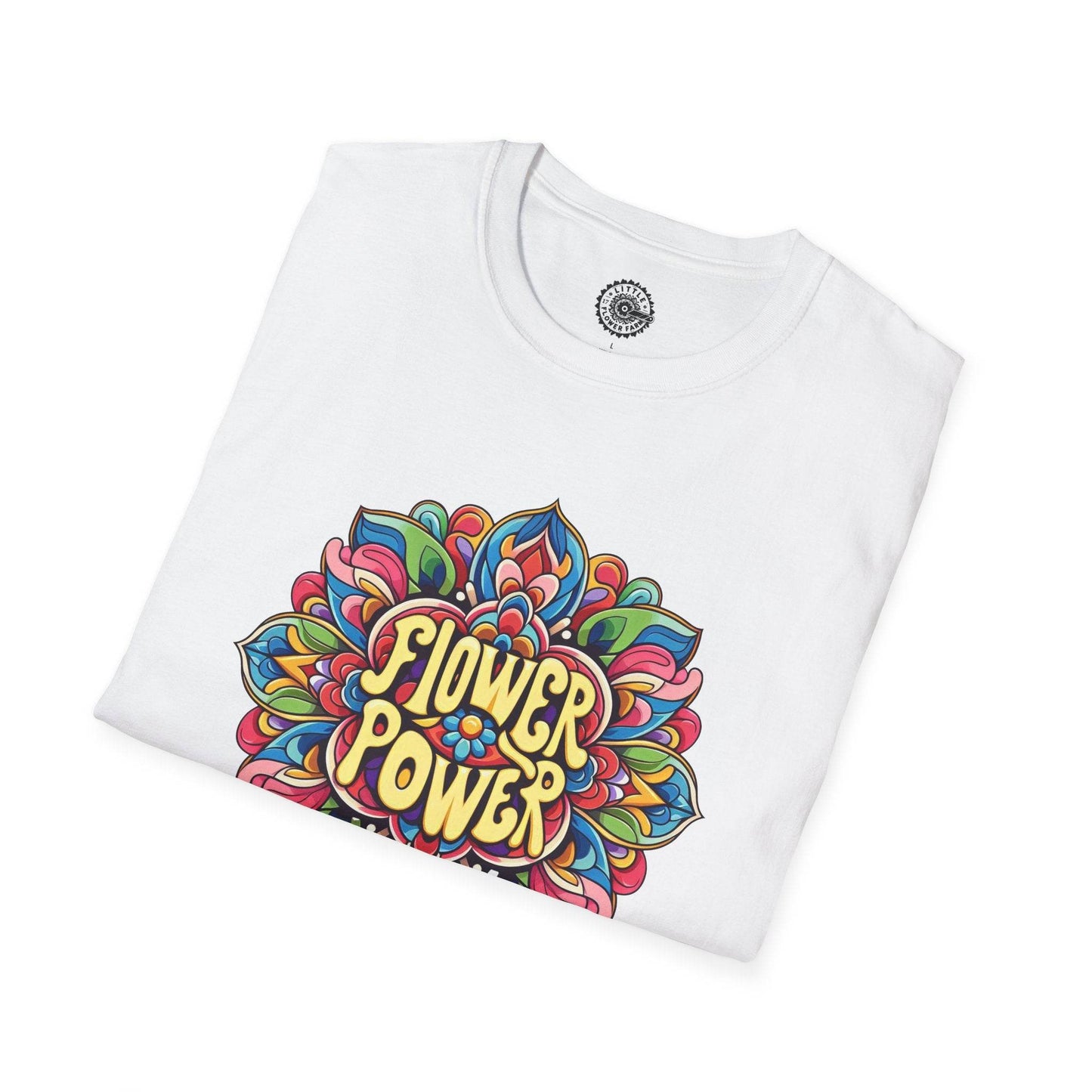 Flower Power Unisex T-Shirt, Floral Print Tee, Hippie Style Shirt, Soft Cotton Top, Boho Chic Fashion - Little Flower Farm