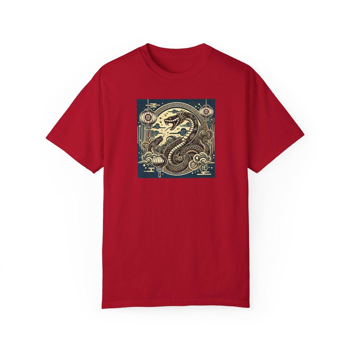 Chinese Year of the Snake New Year 2025 Unisex Garment-Dyed T-shirt, Year of the Snake Tee, Chinese Zodiac Shirt, Lunar New Year Top, Animal - Little Flower Farm