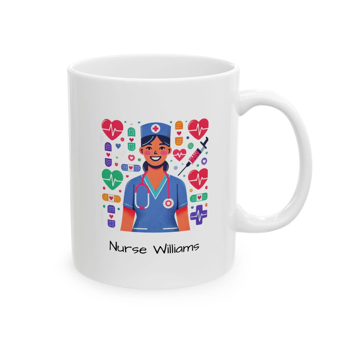 Nurse RN LPN Custom Coffee Cup, Personalized Ceramic Mug, (11oz) - Gift for Nurses, Coffee Lover, Birthday, Graduation, Christmas - Little Flower Farm