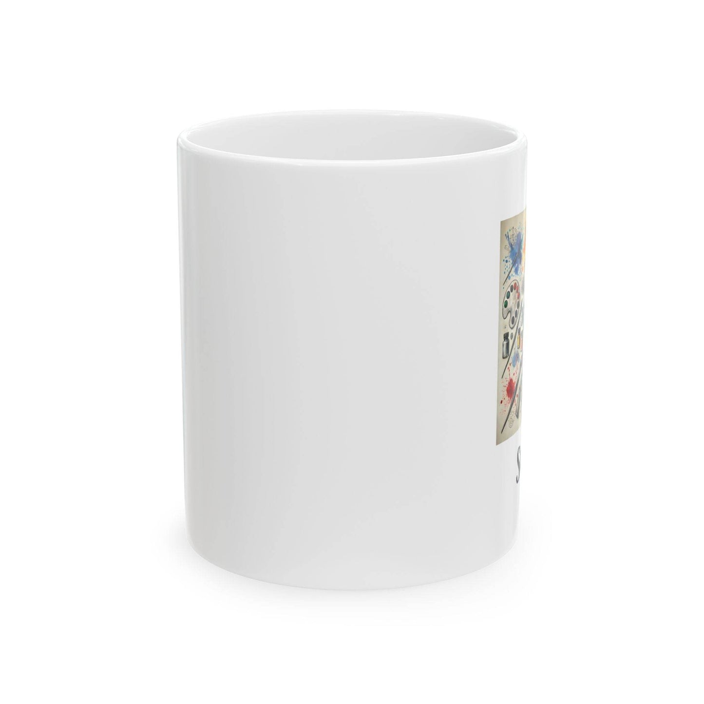 Artist Painter Custom Coffee Cup, Personalized Ceramic Mug, (11oz) - Gift for Watercolor, Oil Painters, Artists, Designers - Little Flower Farm
