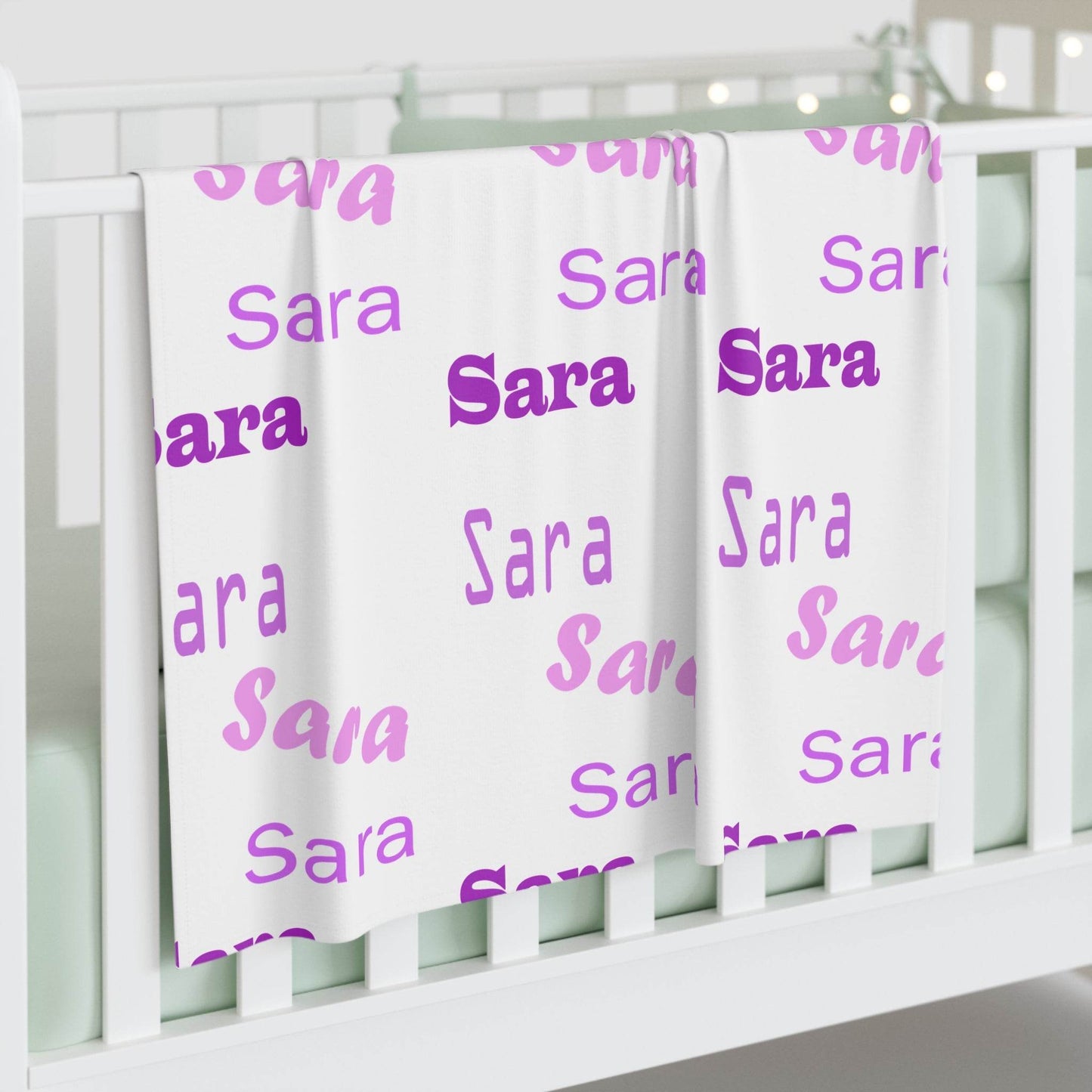 Baby Swaddle Blanket, Custom Personalized Pink Ink Name, Newborn Gift, Baby Shower, Infant Nursery Decor, Soft Blankie - Little Flower Farm
