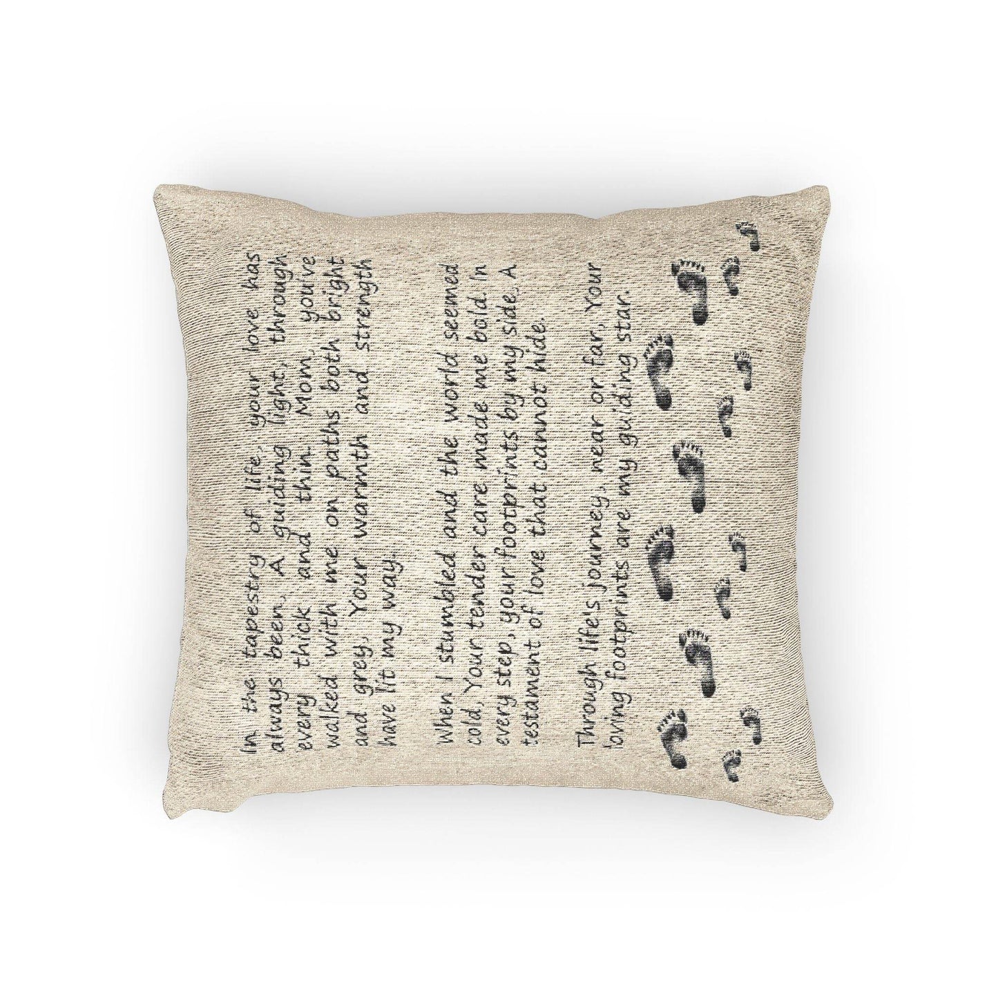 Woven Pillow - Touching Poem for Mom, Heirloom Keepsake, Mother's Day Gift, Home Decor, Bed Pillow - Little Flower Farm