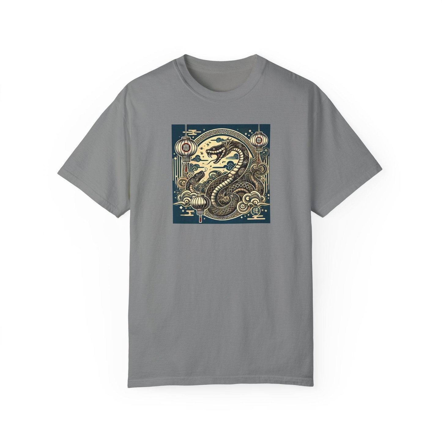 Chinese Year of the Snake New Year 2025 Unisex Garment-Dyed T-shirt, Year of the Snake Tee, Chinese Zodiac Shirt, Lunar New Year Top, Animal - Little Flower Farm