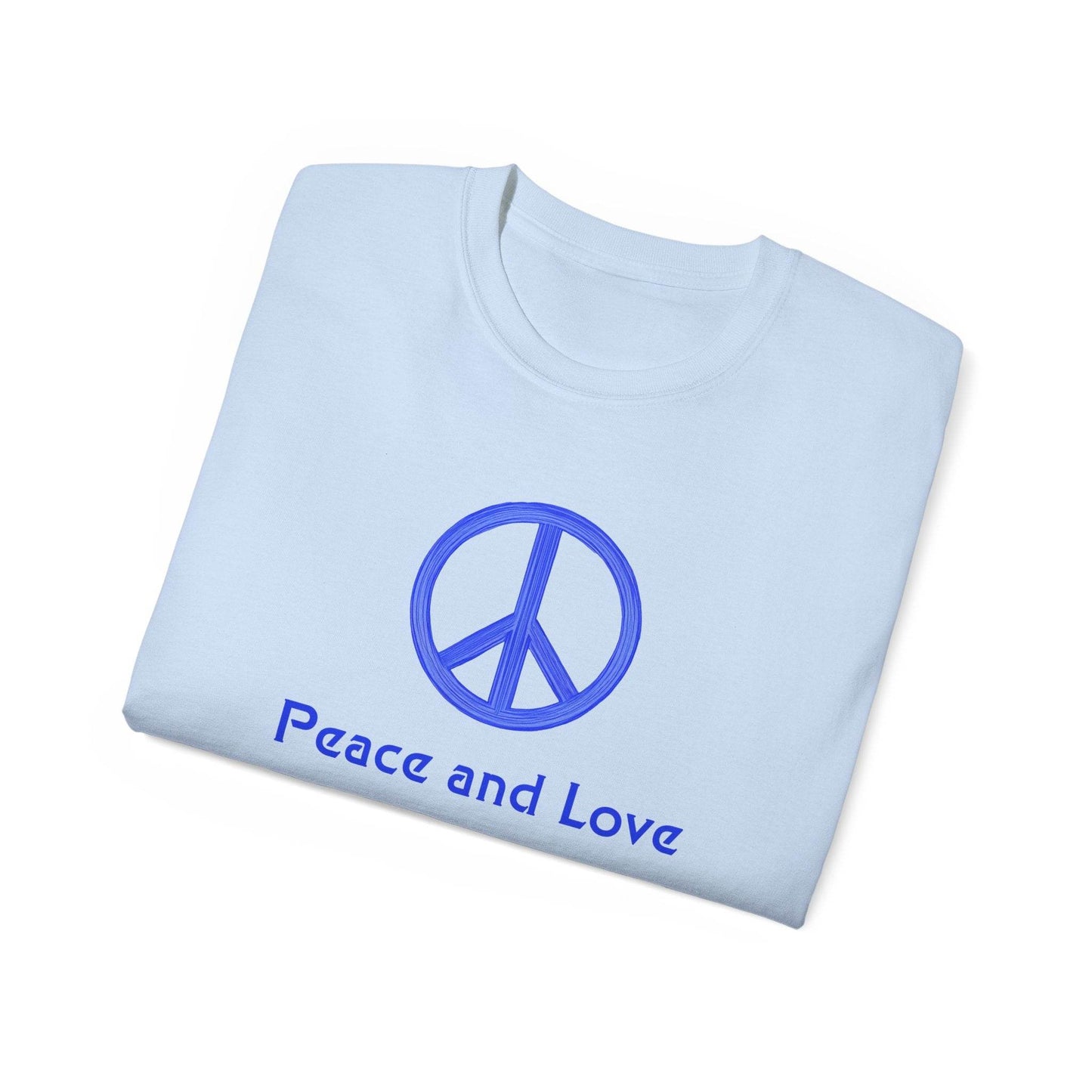Peace and Love Ladies' 100% Cotton T-Shirt, Global Peace Tee, No Fighting Shirt, Peace Symbol Top, V-Neck Peace Typography Tee - Little Flower Farm