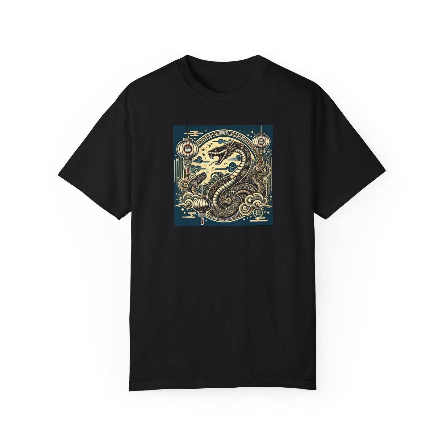 Chinese Year of the Snake New Year 2025 Unisex Garment-Dyed T-shirt, Year of the Snake Tee, Chinese Zodiac Shirt, Lunar New Year Top, Animal - Little Flower Farm