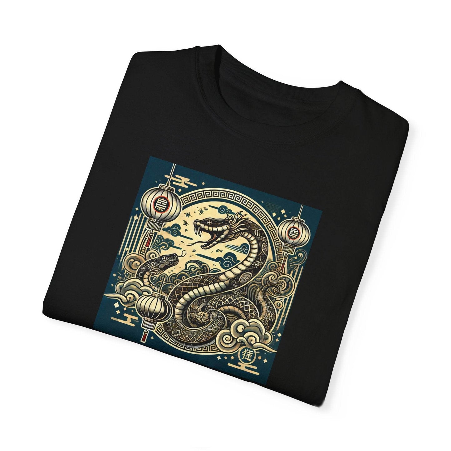 Chinese Year of the Snake New Year 2025 Unisex Garment-Dyed T-shirt, Year of the Snake Tee, Chinese Zodiac Shirt, Lunar New Year Top, Animal - Little Flower Farm