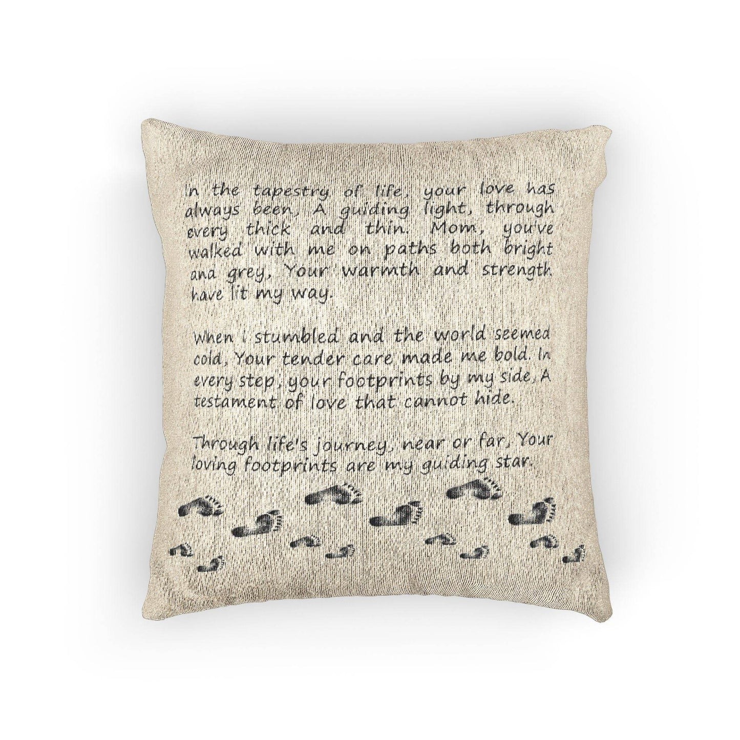 Woven Pillow - Touching Poem for Mom, Heirloom Keepsake, Mother's Day Gift, Home Decor, Bed Pillow - Little Flower Farm