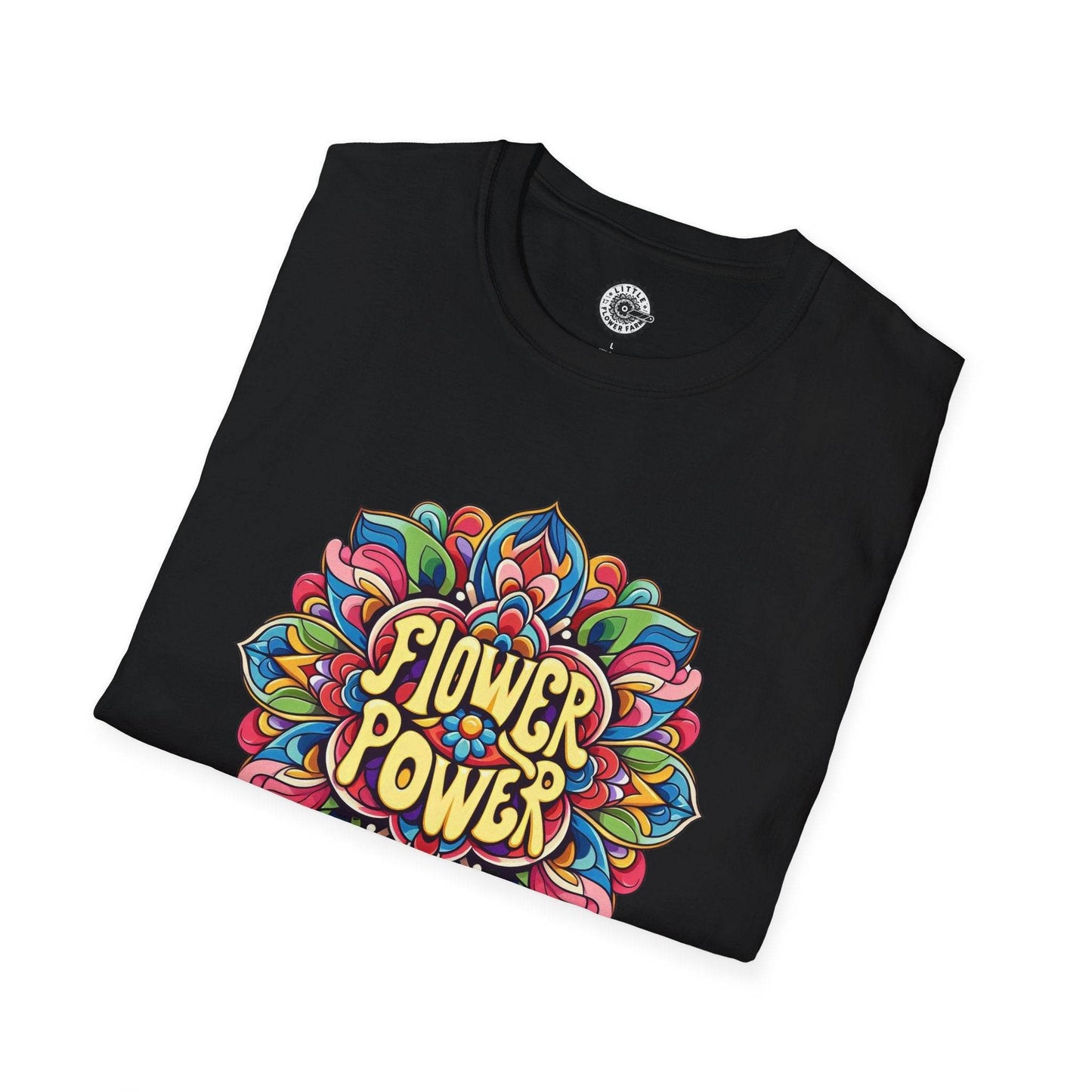 Flower Power Unisex T-Shirt, Floral Print Tee, Hippie Style Shirt, Soft Cotton Top, Boho Chic Fashion - Little Flower Farm