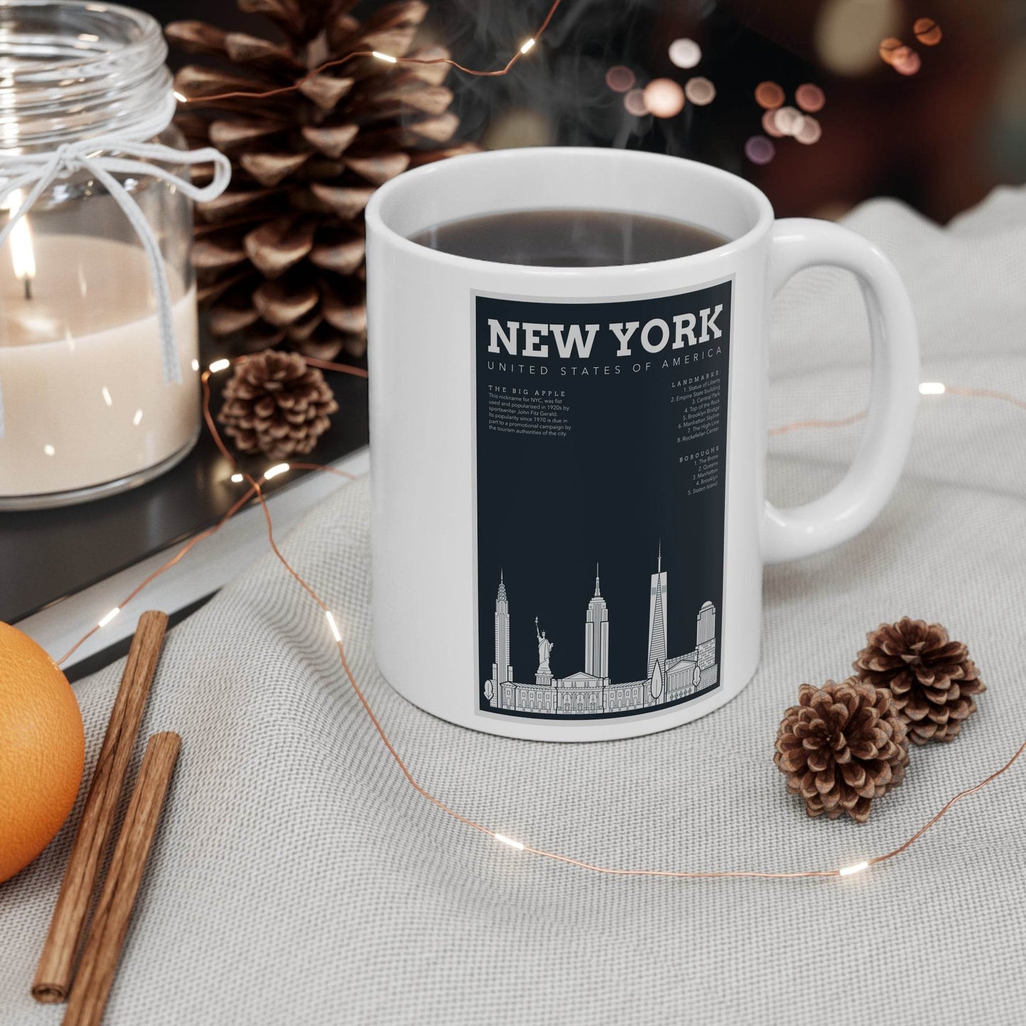 New York Themed Coffee Tea Mug 11oz - Little Flower Farm