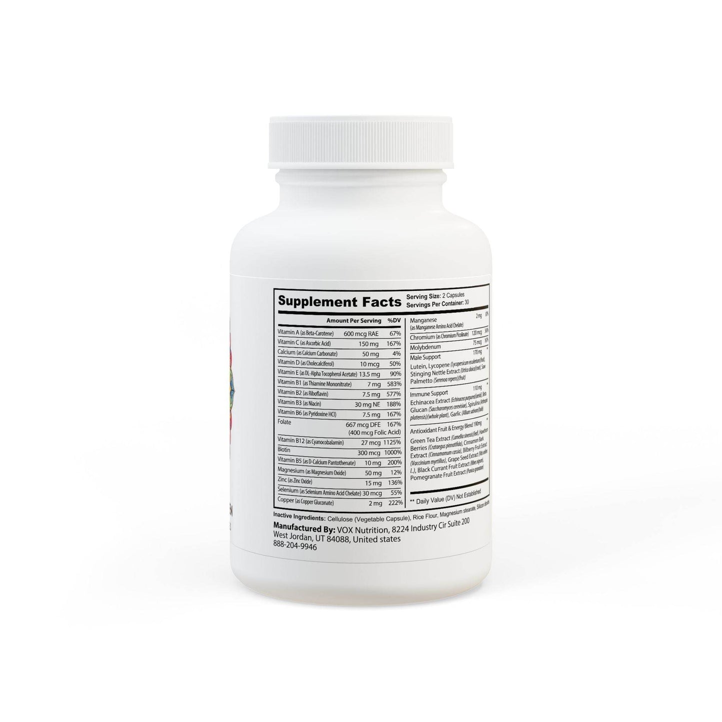Flower Power Multivitamin for Men Supplement (60 Capsules) - Little Flower Farm