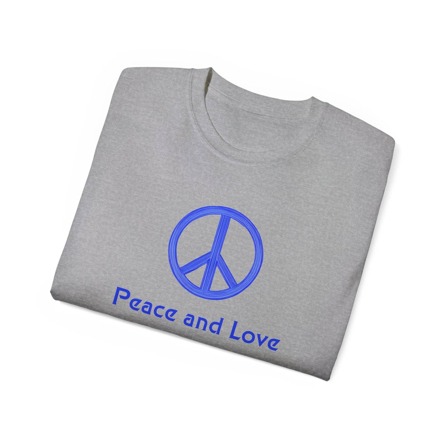 Peace and Love Ladies' 100% Cotton T-Shirt, Global Peace Tee, No Fighting Shirt, Peace Symbol Top, V-Neck Peace Typography Tee - Little Flower Farm