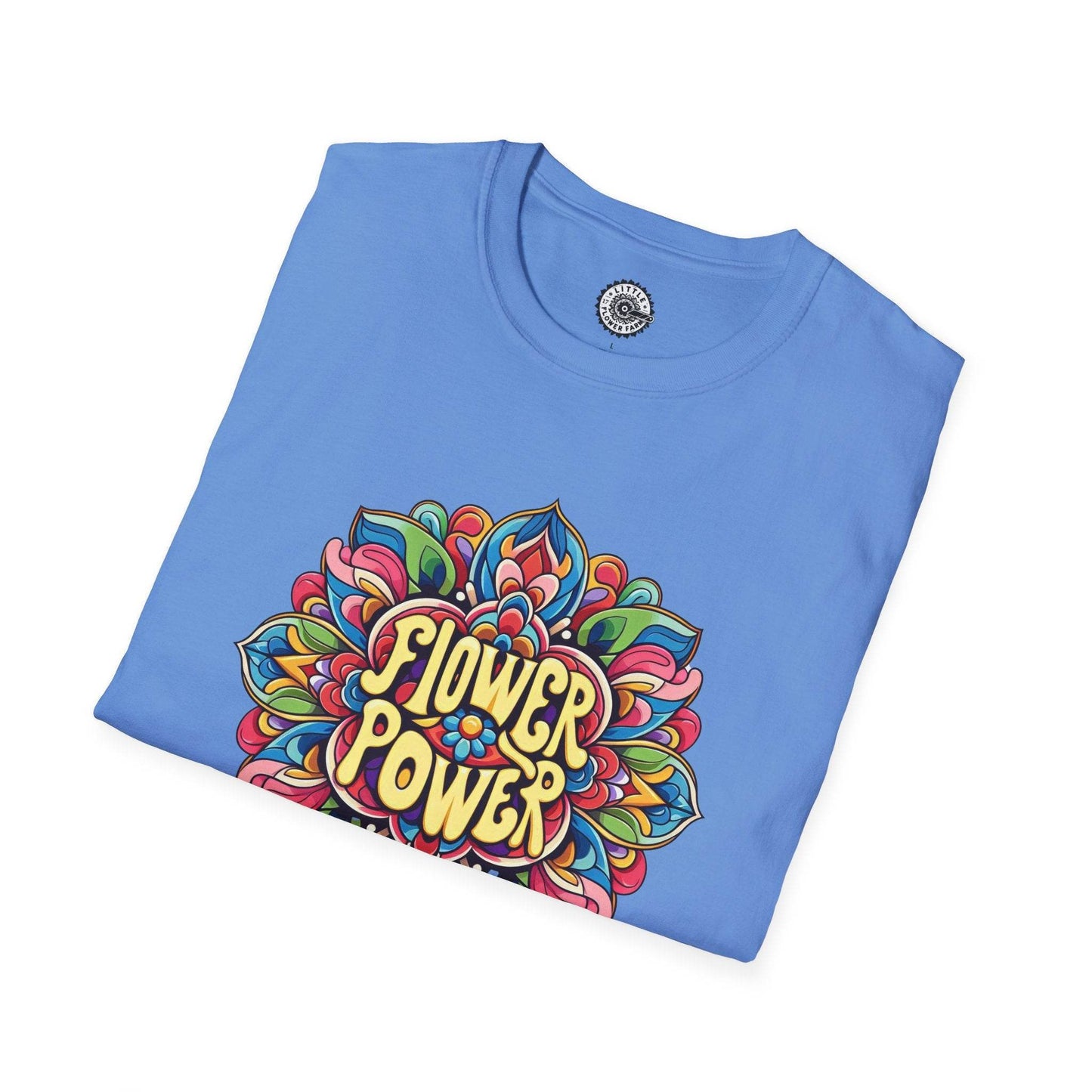 Flower Power Unisex T-Shirt, Floral Print Tee, Hippie Style Shirt, Soft Cotton Top, Boho Chic Fashion - Little Flower Farm