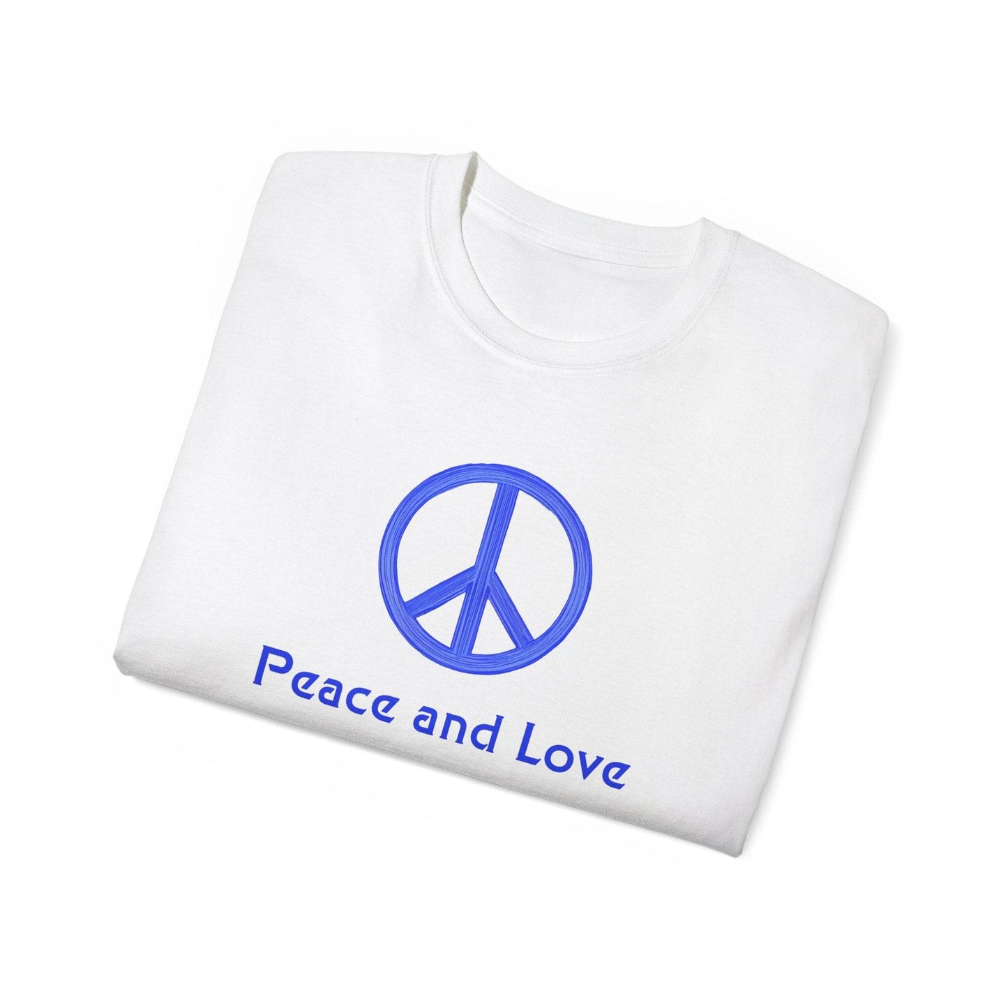 Peace and Love Ladies' 100% Cotton T-Shirt, Global Peace Tee, No Fighting Shirt, Peace Symbol Top, V-Neck Peace Typography Tee - Little Flower Farm