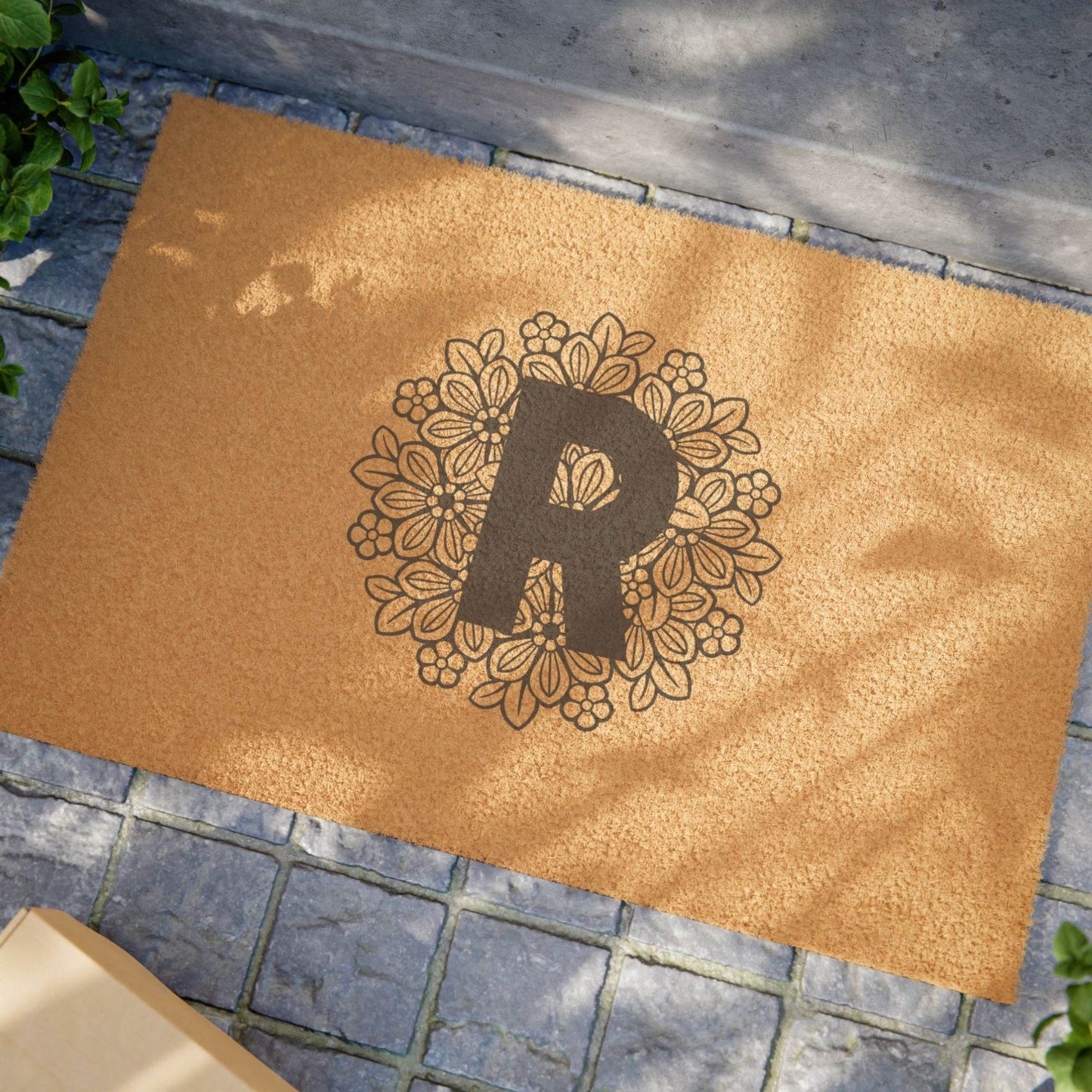 Custom Floral Mandala Monogram Doormat - Personalized Outdoor Welcome Mat, Housewarming Gift, Front Door Decor, Entryway Rug, Home Accent - Little Flower Farm