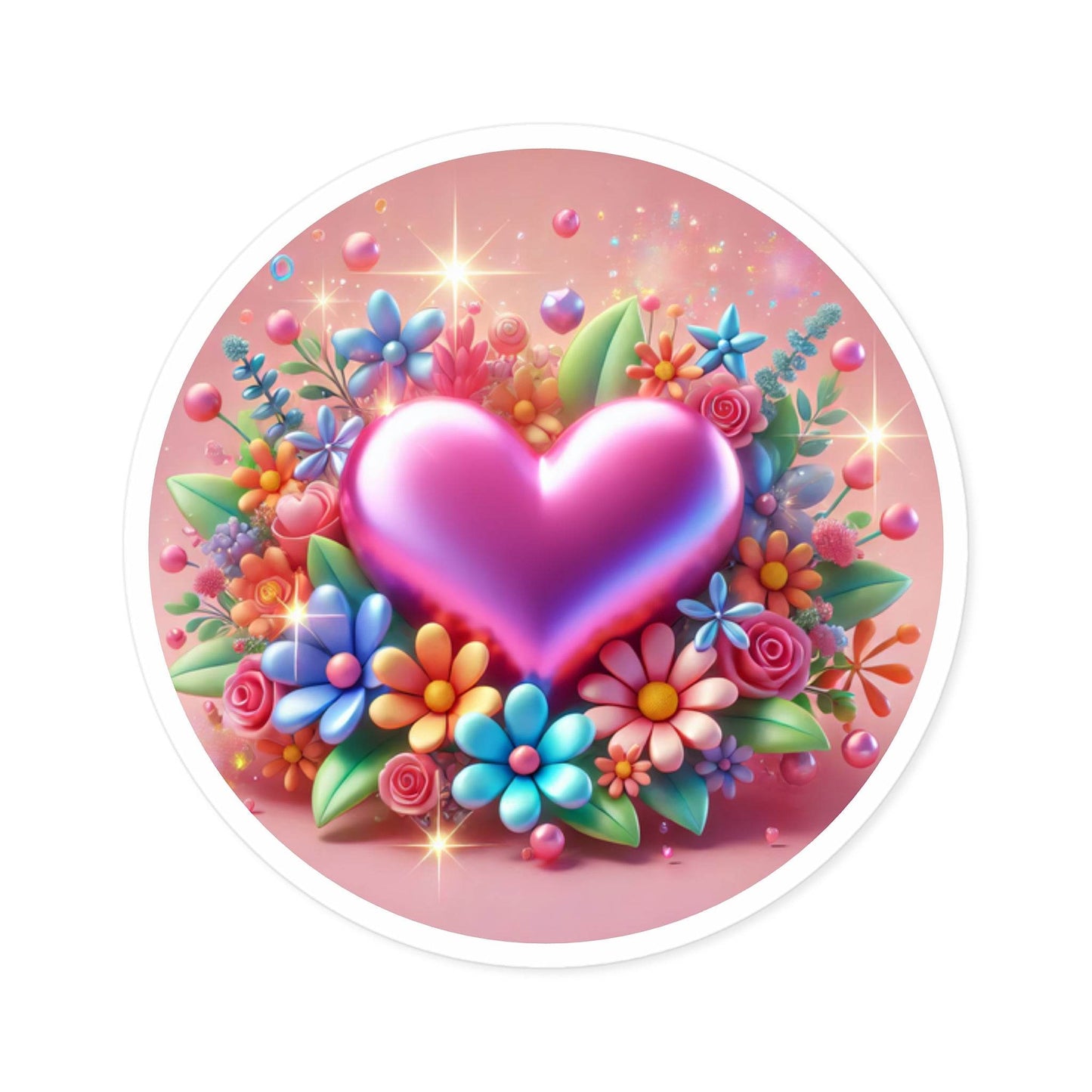 Colorful Heart Round Stickers, Indoor Outdoor Artistic Valentines Day Gift Fun, Heart-Shaped Sticker Labels Decals, Crafting Scrapbooking - Little Flower Farm