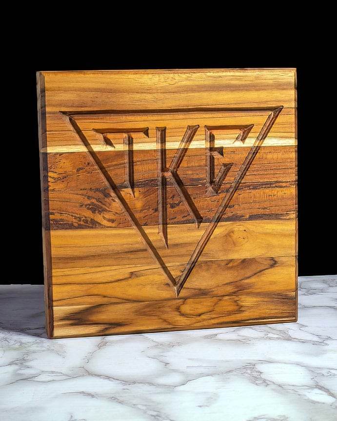 Tau Kappa Epsilon Officially Licensed Houseplate Teak Wood Square Sign - Little Flower Farm
