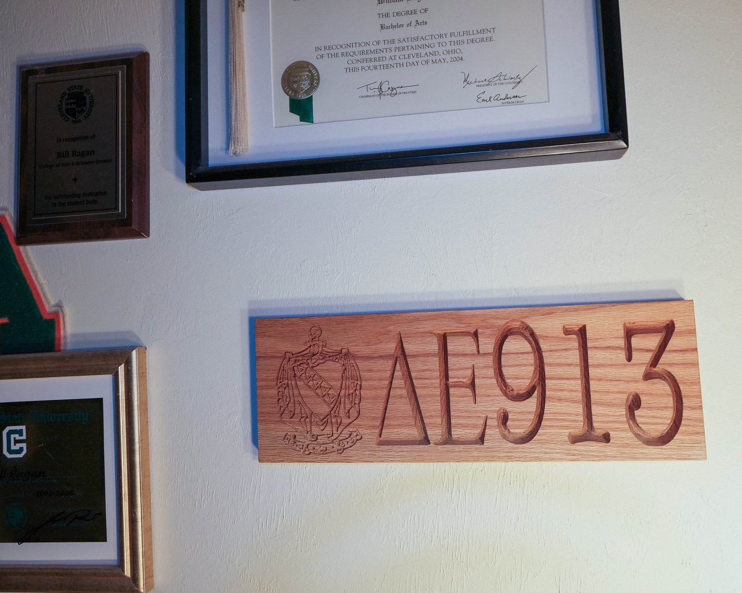 Tau Kappa Epsilon Officially Licensed Custom Text Solid Oak Sign - Little Flower Farm