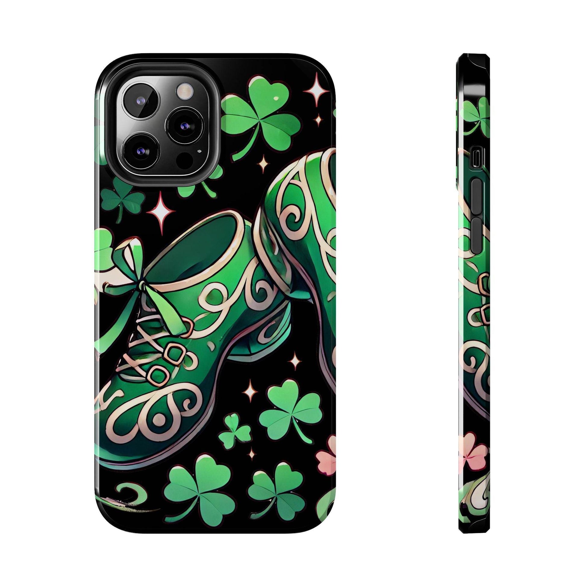 Irish Dance Shoe Tough Phone Case - St. Patrick's Day Gift, Protective Cover, Irish Dance Lover Phone Accessory, Celtic Dance Shoes Case - Little Flower Farm