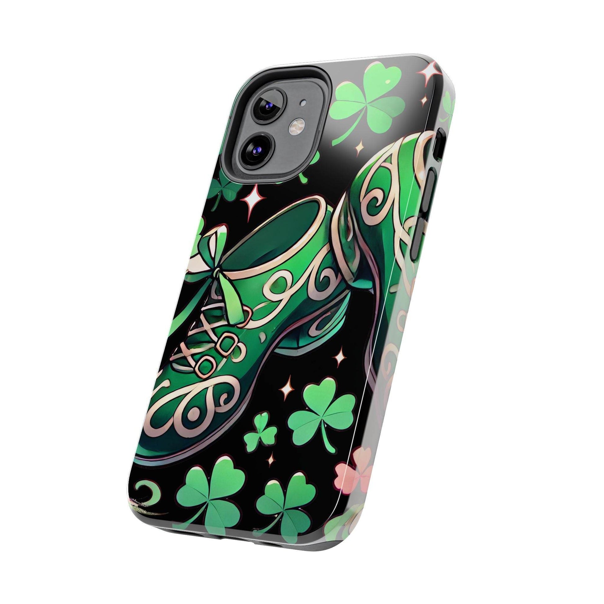 Irish Dance Shoe Tough Phone Case - St. Patrick's Day Gift, Protective Cover, Irish Dance Lover Phone Accessory, Celtic Dance Shoes Case - Little Flower Farm