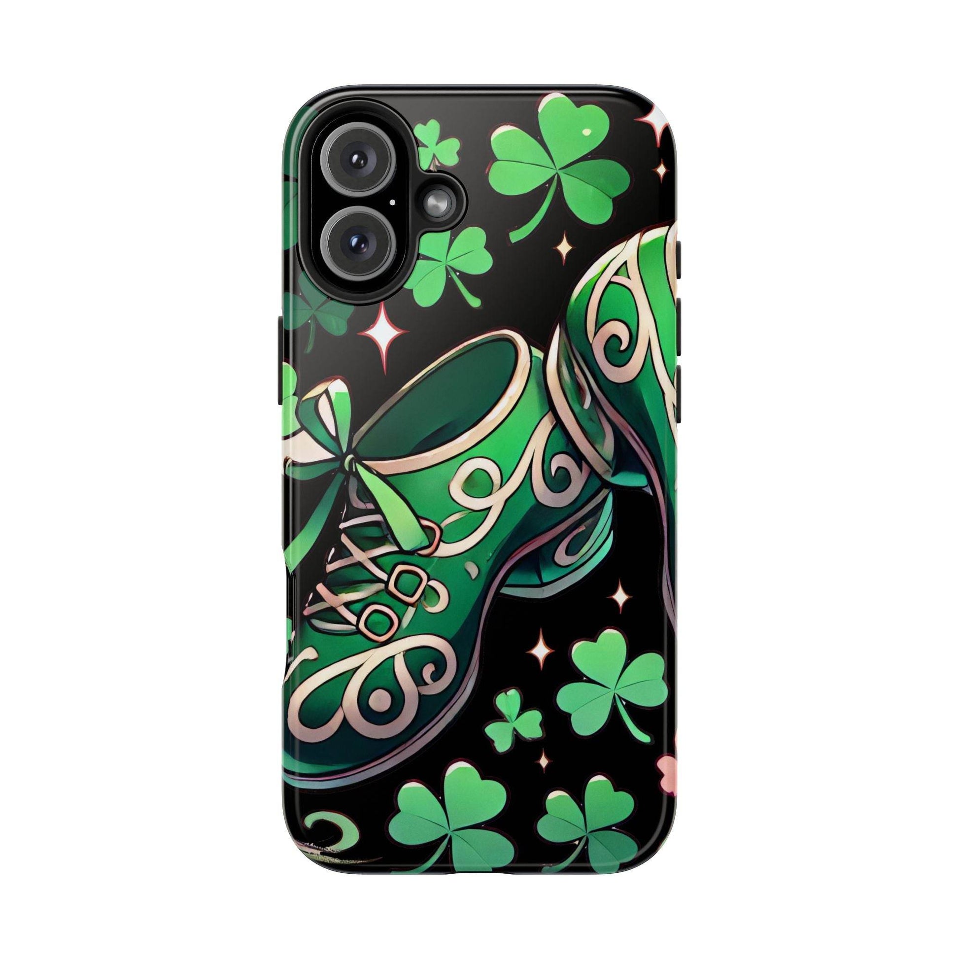 Irish Dance Shoe Tough Phone Case - St. Patrick's Day Gift, Protective Cover, Irish Dance Lover Phone Accessory, Celtic Dance Shoes Case - Little Flower Farm