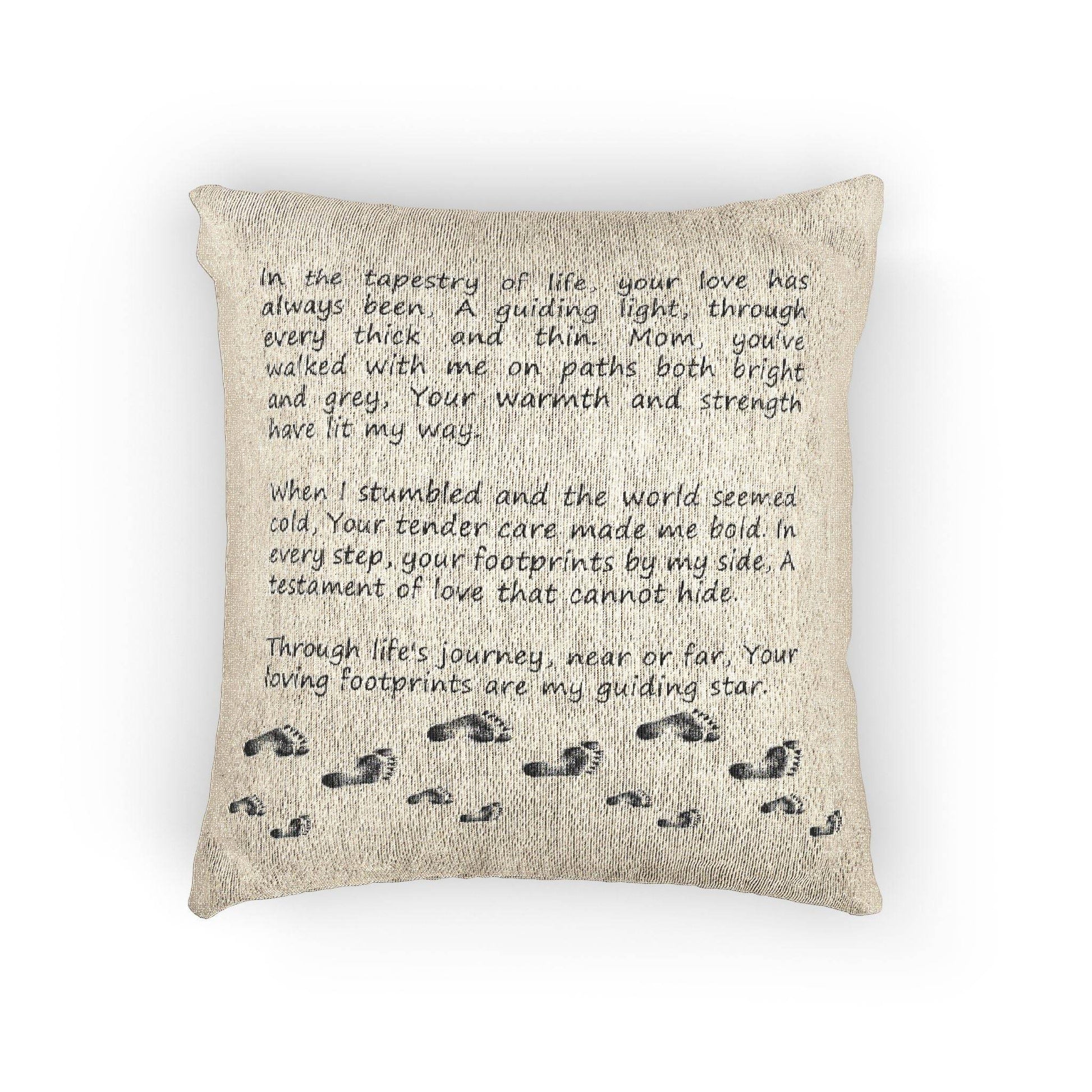 Woven Pillow - Touching Poem for Mom, Heirloom Keepsake, Mother's Day Gift, Home Decor, Bed Pillow - Little Flower Farm