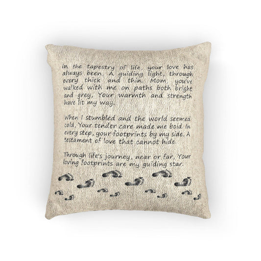 Woven Pillow - Touching Poem for Mom, Heirloom Keepsake, Mother's Day Gift, Home Decor, Bed Pillow - Little Flower Farm