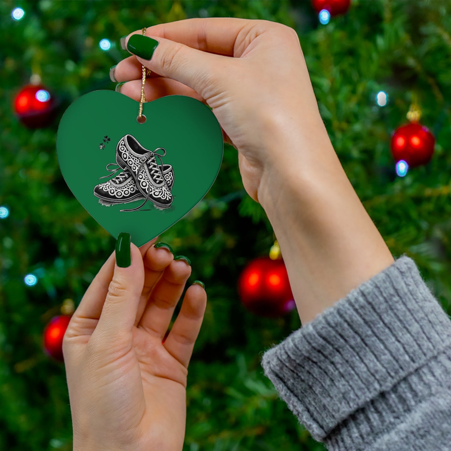 Irish Dance Shoe Themed Ceramic Ornament, 4 Shapes