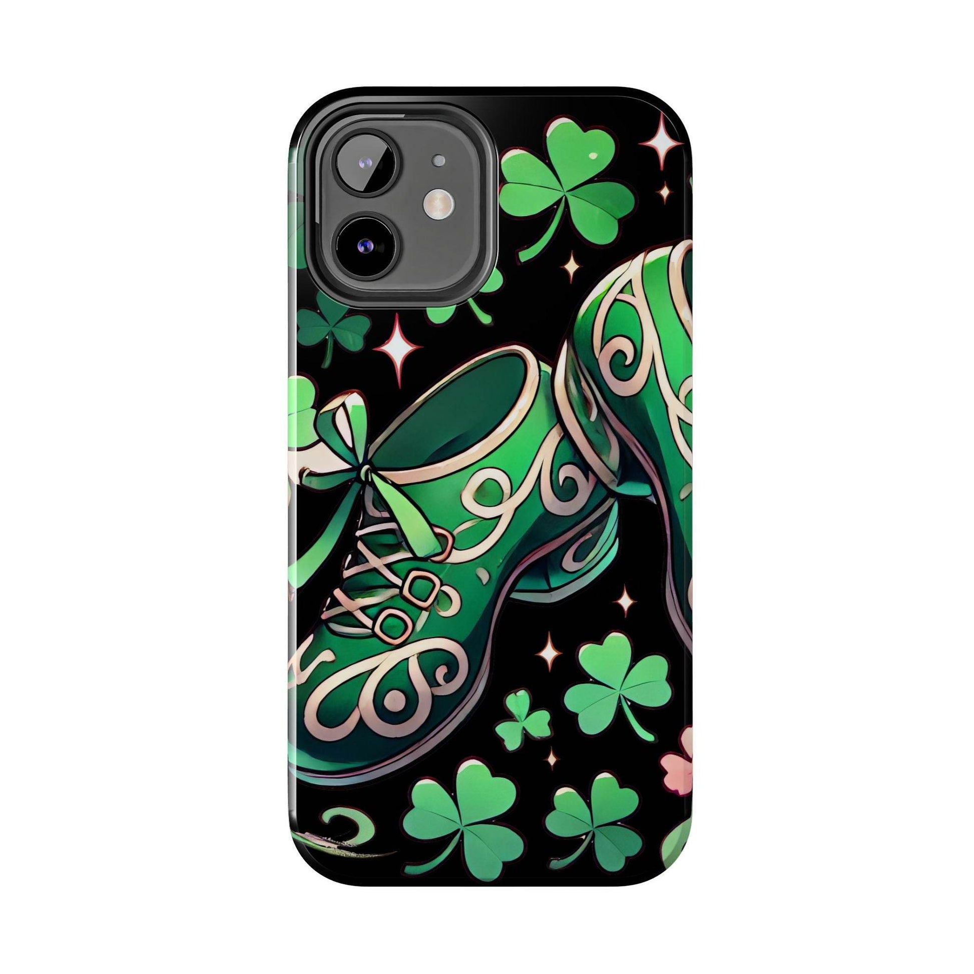 Irish Dance Shoe Tough Phone Case - St. Patrick's Day Gift, Protective Cover, Irish Dance Lover Phone Accessory, Celtic Dance Shoes Case - Little Flower Farm