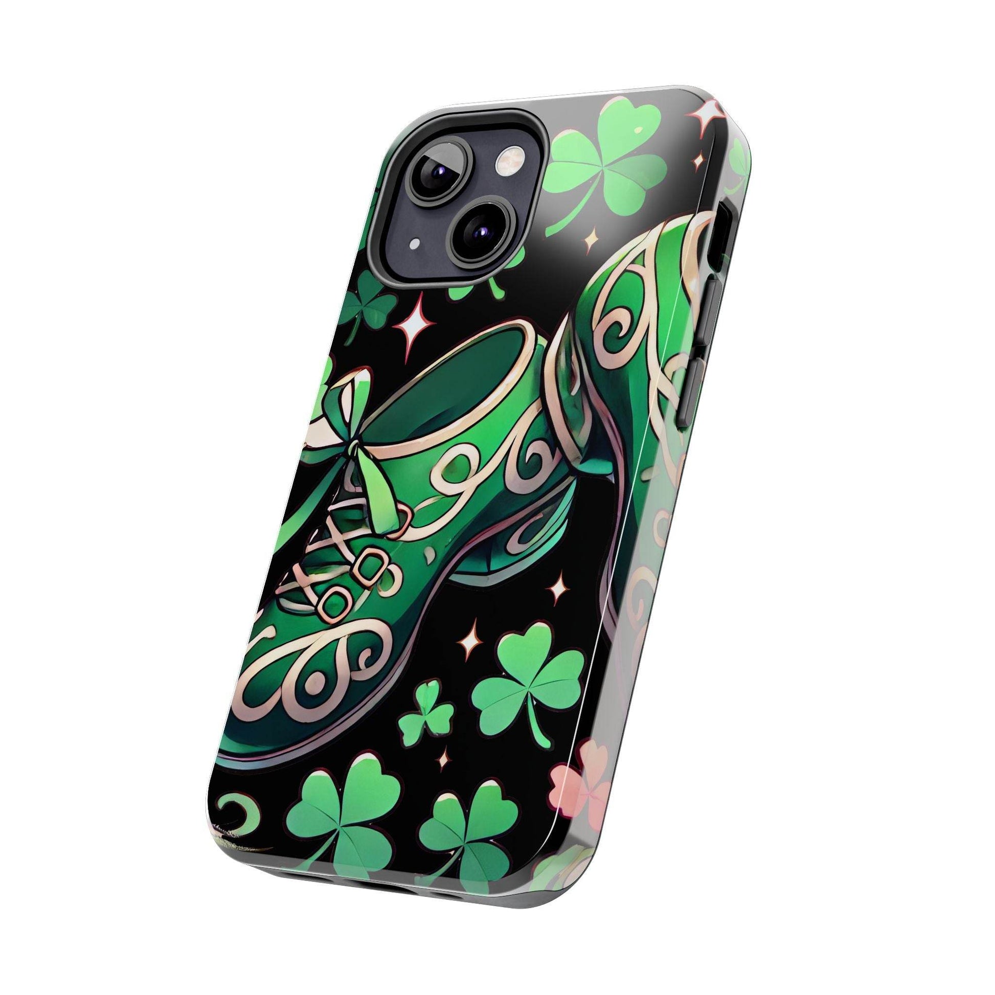 Irish Dance Shoe Tough Phone Case - St. Patrick's Day Gift, Protective Cover, Irish Dance Lover Phone Accessory, Celtic Dance Shoes Case - Little Flower Farm
