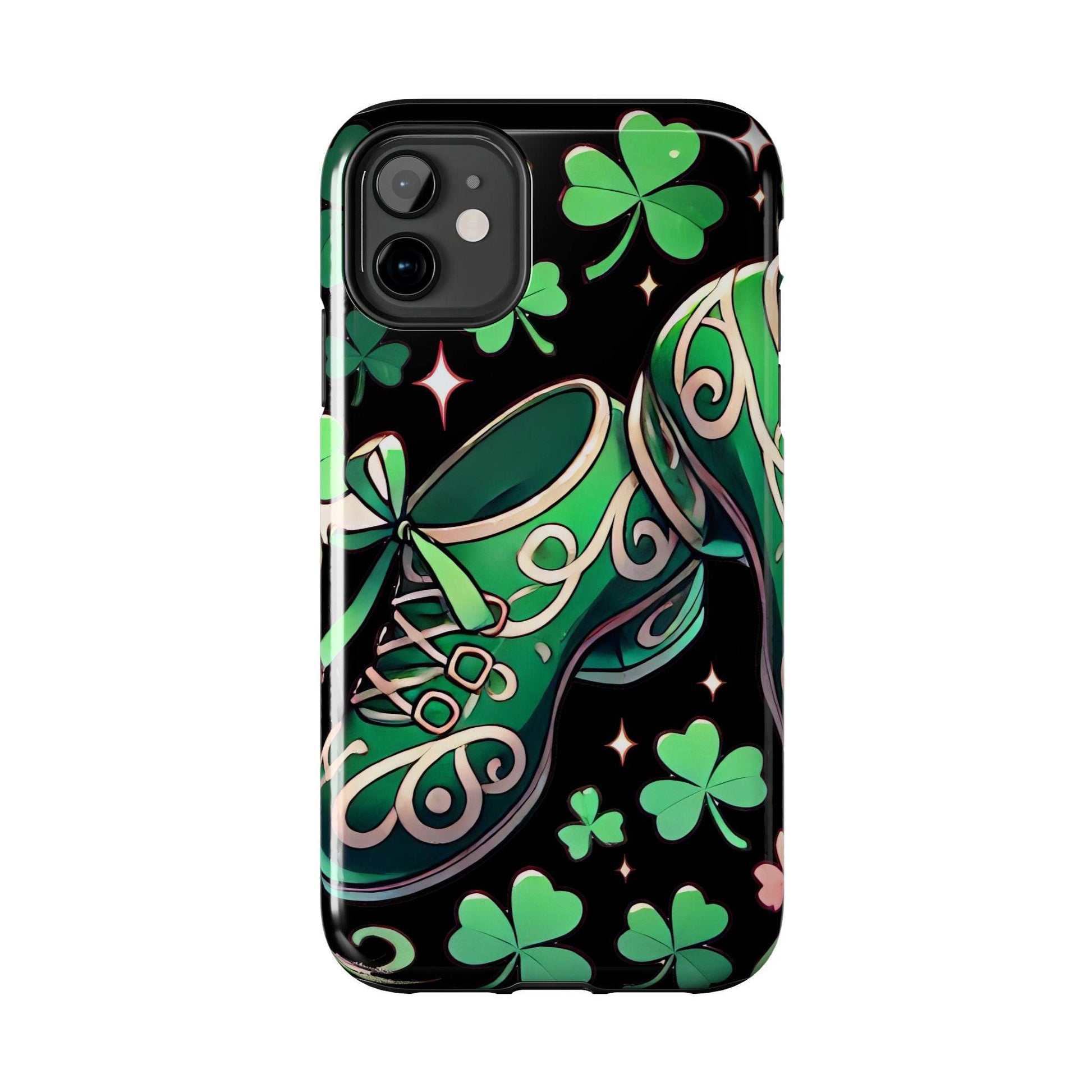 Irish Dance Shoe Tough Phone Case - St. Patrick's Day Gift, Protective Cover, Irish Dance Lover Phone Accessory, Celtic Dance Shoes Case - Little Flower Farm