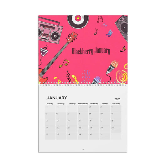 Music Calendar, Song Titles 2025 Wall Calendar, Music Lover Gift, Song Names Monthly Planner, Music Theme Organizer, Musician Gift Idea - Little Flower Farm