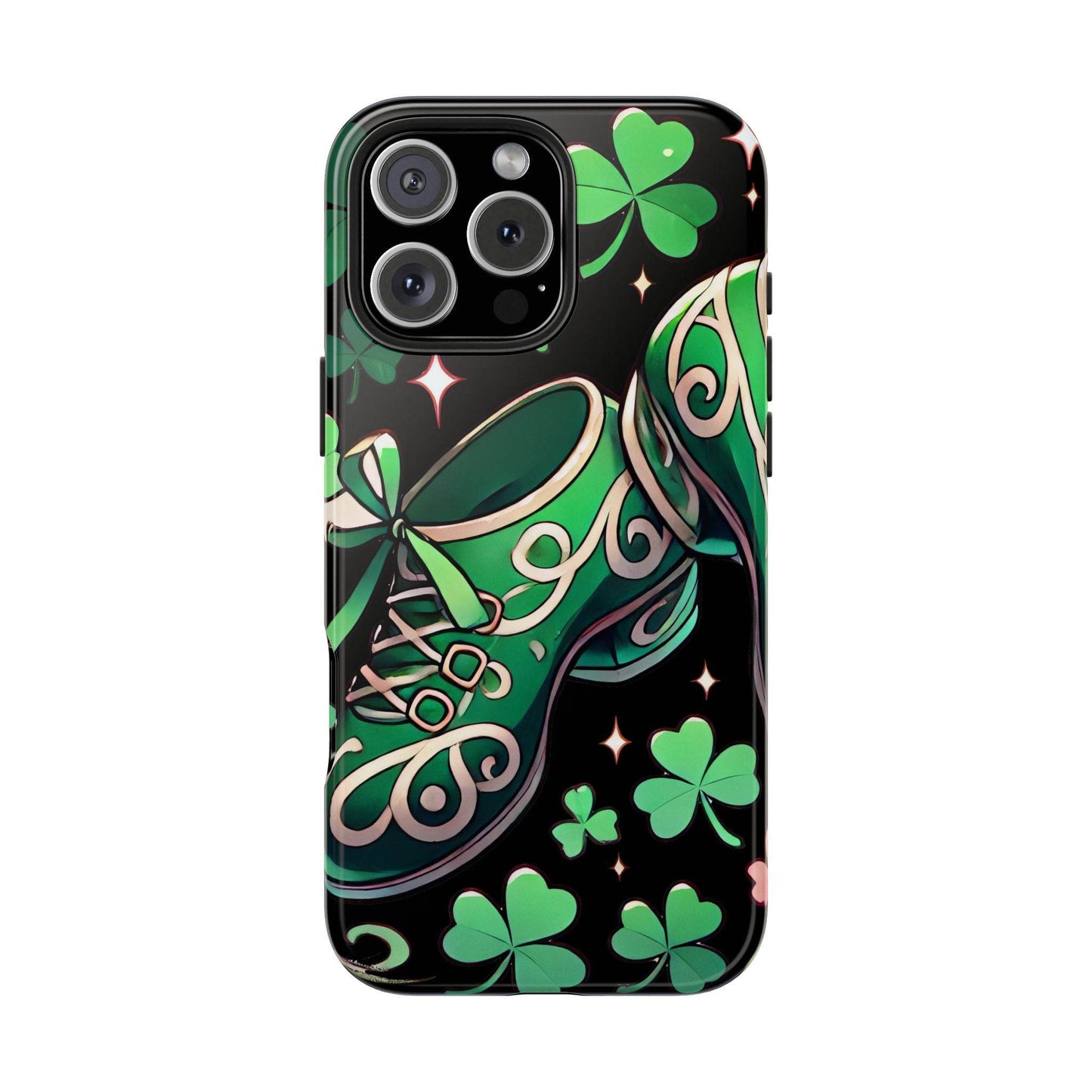 Irish Dance Shoe Tough Phone Case - St. Patrick's Day Gift, Protective Cover, Irish Dance Lover Phone Accessory, Celtic Dance Shoes Case - Little Flower Farm