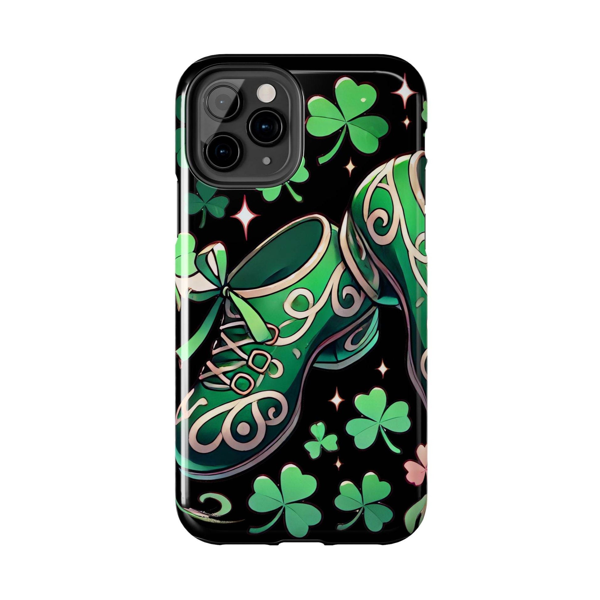 Irish Dance Shoe Tough Phone Case - St. Patrick's Day Gift, Protective Cover, Irish Dance Lover Phone Accessory, Celtic Dance Shoes Case - Little Flower Farm