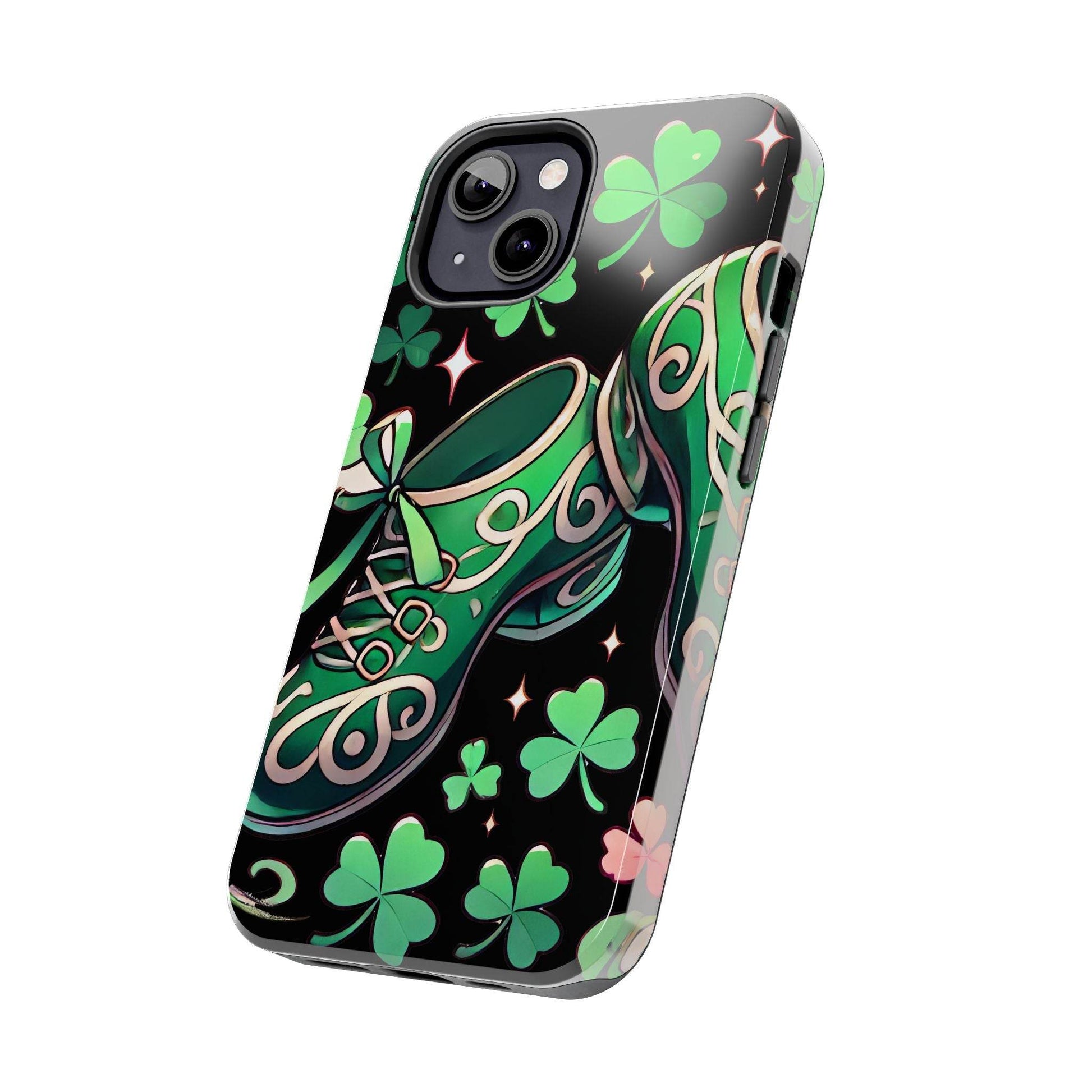 Irish Dance Shoe Tough Phone Case - St. Patrick's Day Gift, Protective Cover, Irish Dance Lover Phone Accessory, Celtic Dance Shoes Case - Little Flower Farm