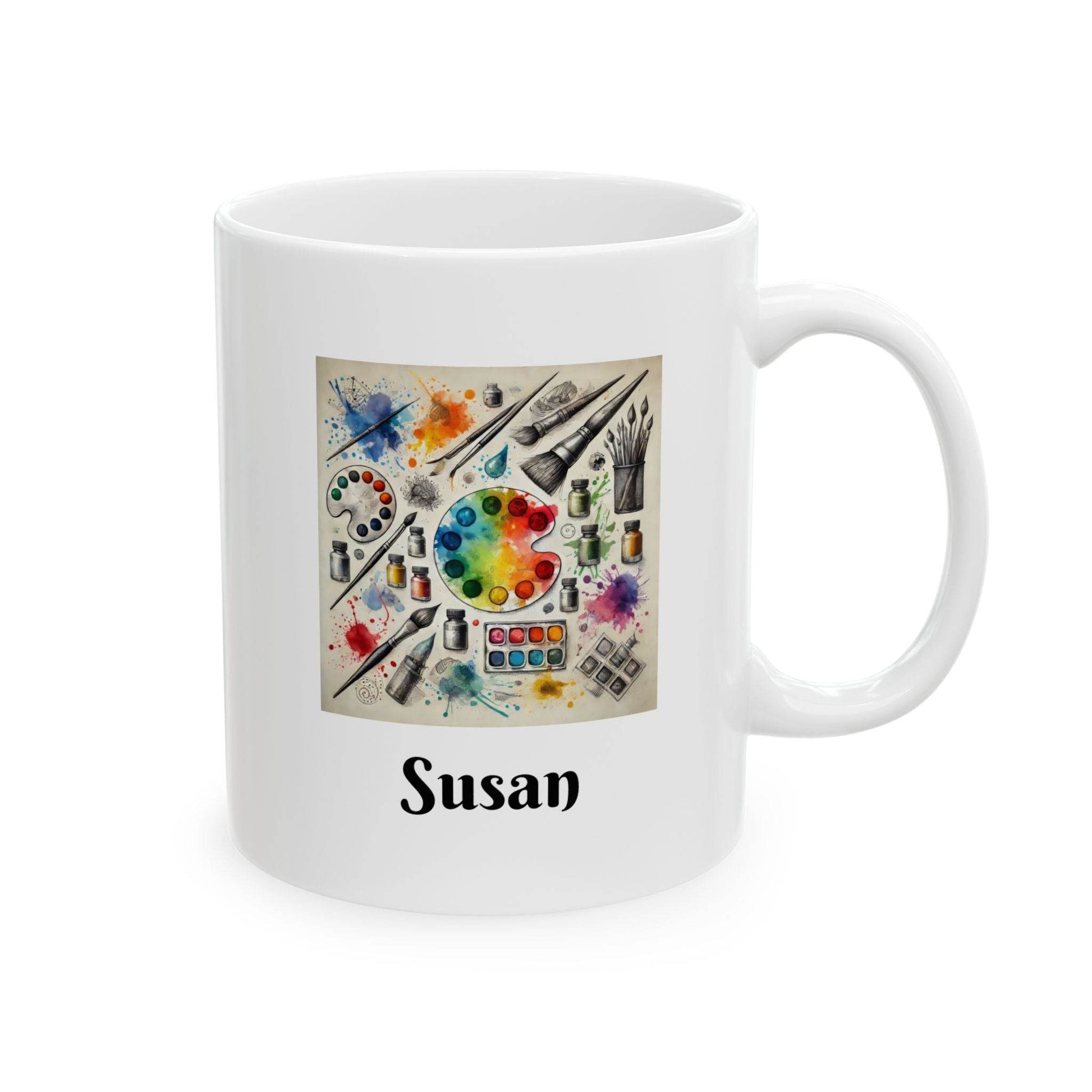 Artist Painter Custom Coffee Cup, Personalized Ceramic Mug, (11oz) - Gift for Watercolor, Oil Painters, Artists, Designers - Little Flower Farm