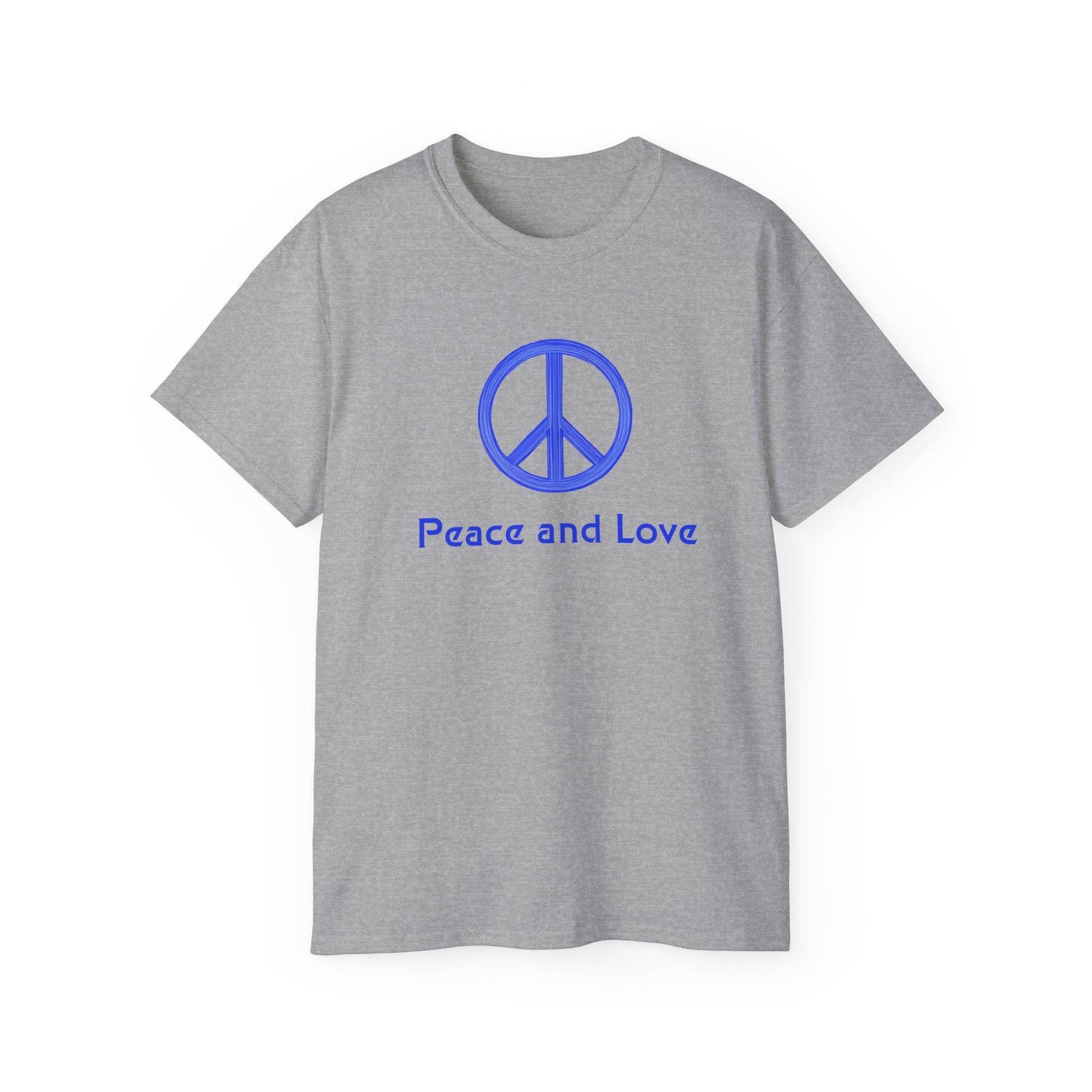 Peace and Love Ladies' 100% Cotton T-Shirt, Global Peace Tee, No Fighting Shirt, Peace Symbol Top, V-Neck Peace Typography Tee - Little Flower Farm